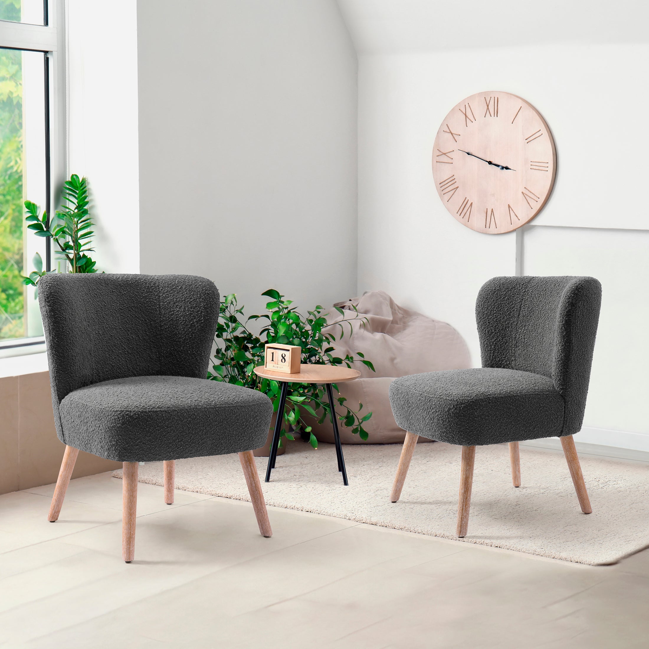 Amélie 25" Wide Upholstered Boucle Accent Chairs Set of Two