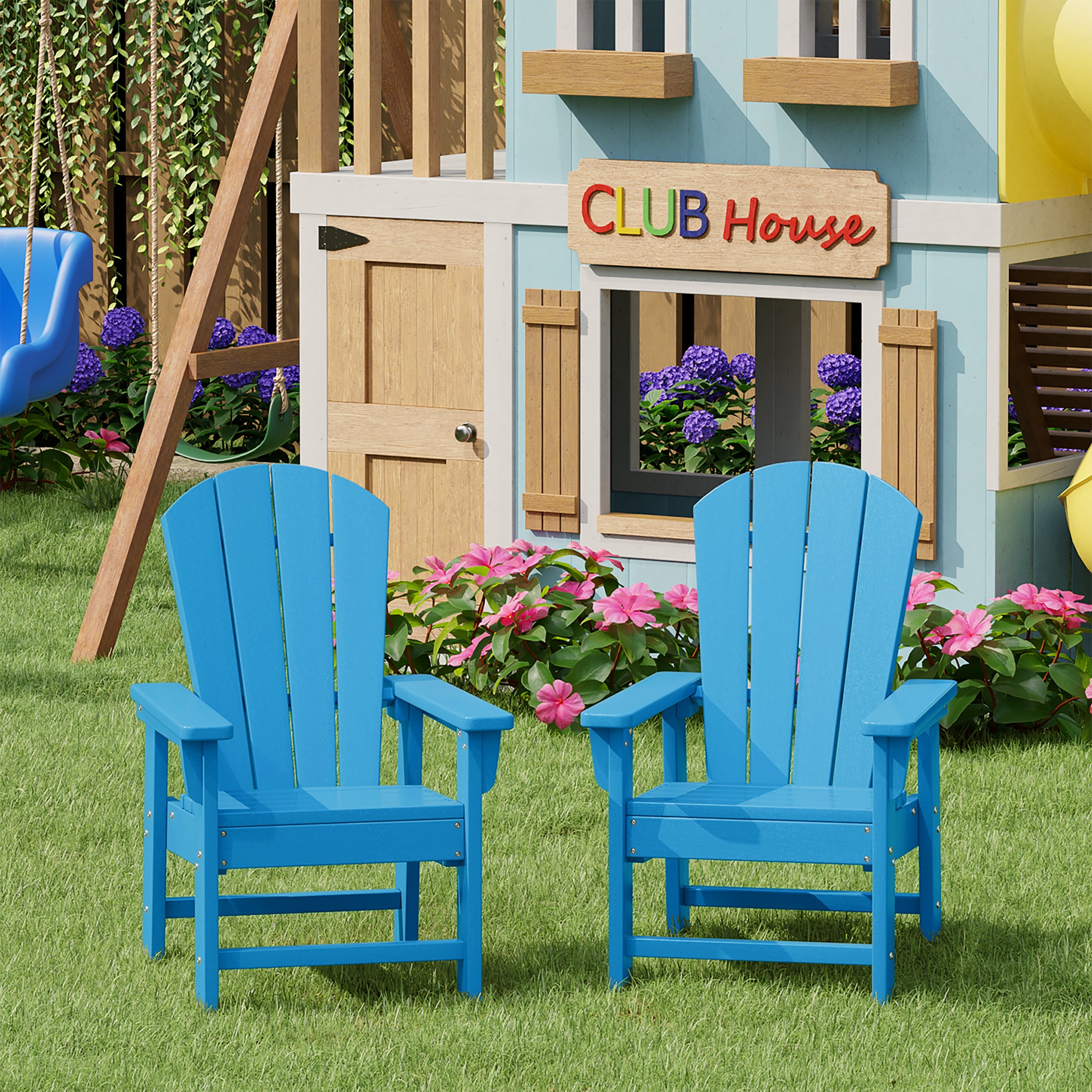Paradise Kids Outdoor Adirondack Plastic Patio Chair (Set of 2)