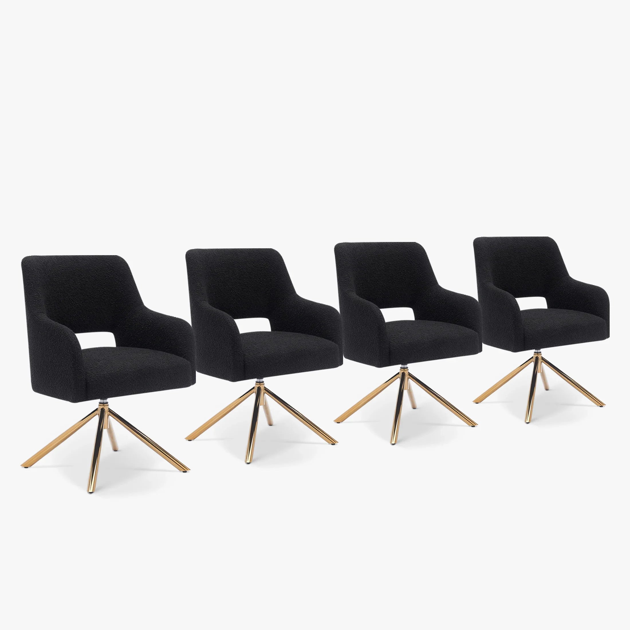 Amélie Mid-Century Modern Wide Boucle Swivel Accent Arm Chair (Set of 4)