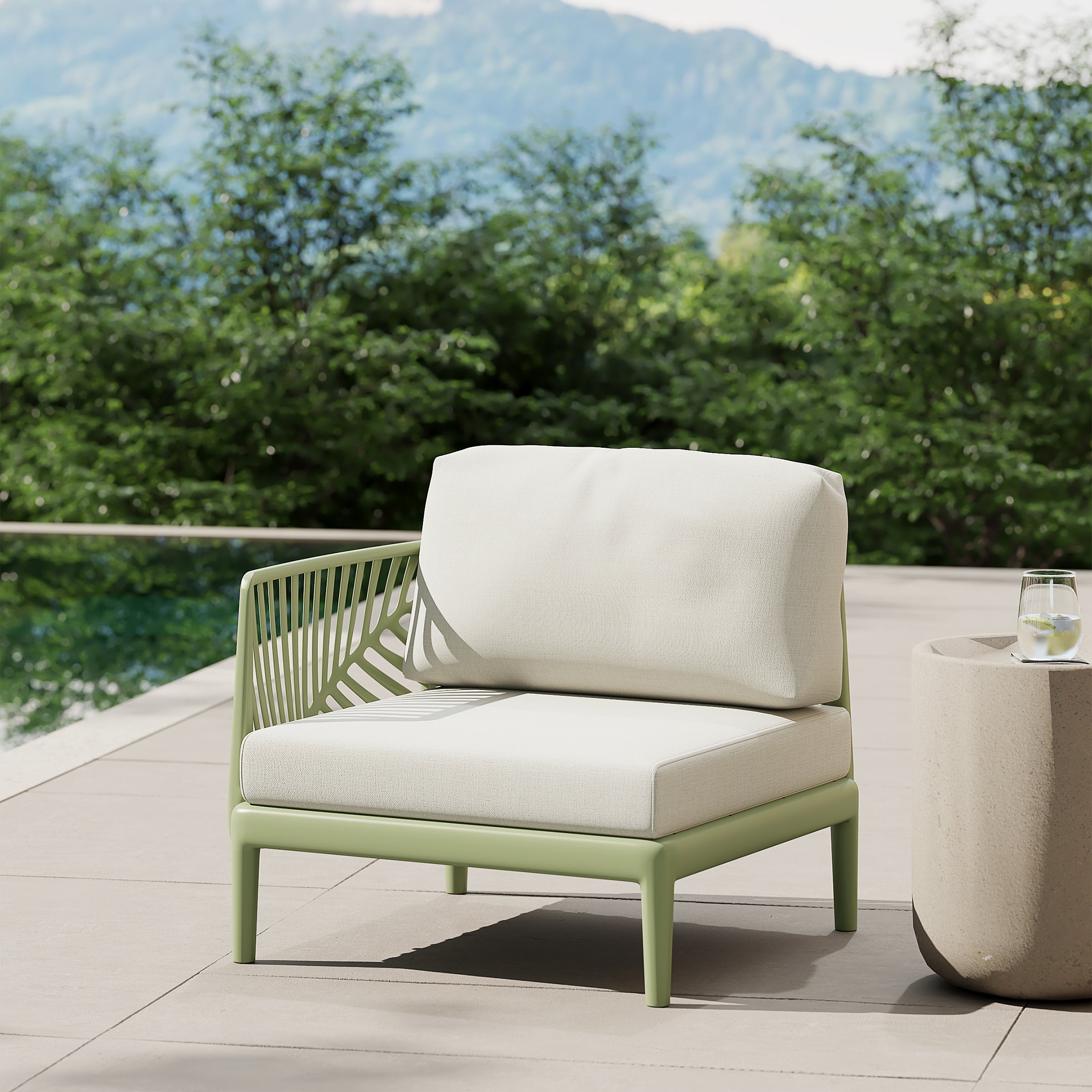 Sunshine Modern Outdoor Polypropylene Resin Left Arm Facing Deep Seating Sectional Chair