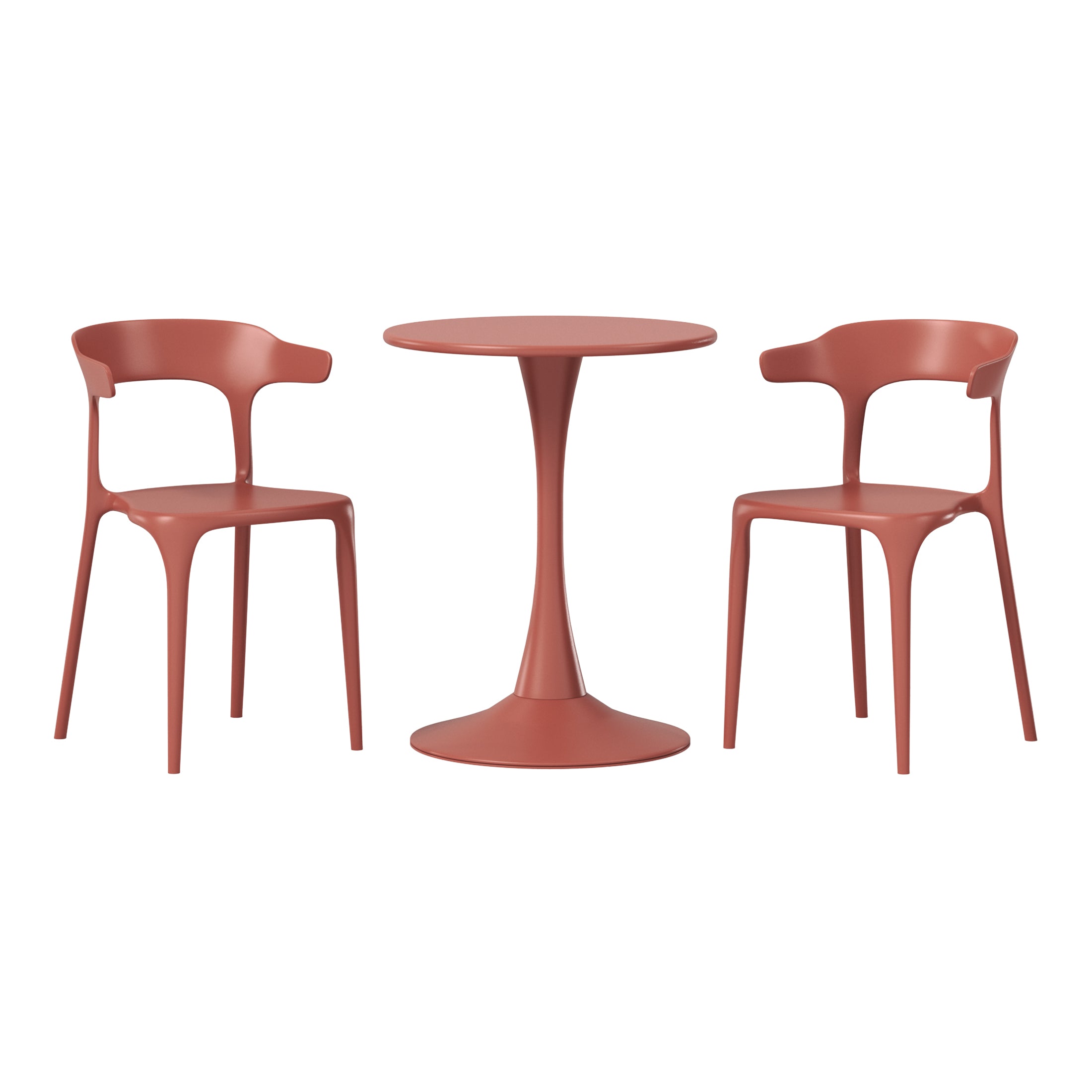 Sunshine 3-Piece Outdoor Metal Patio Dining Table Set With Stackable Modern Patio Side Chairs