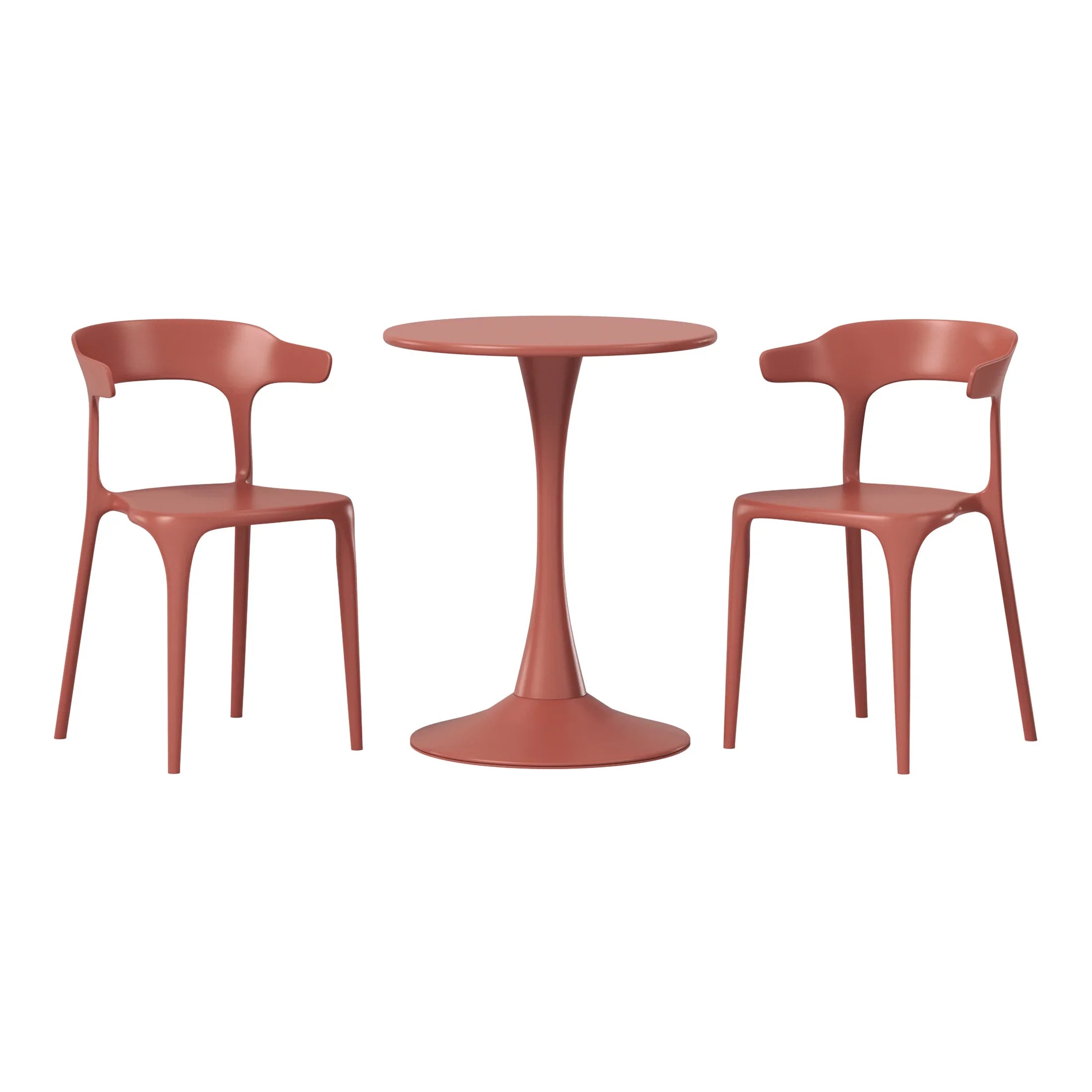 Sunshine 3-Piece Outdoor Metal Patio Dining Table Set With Stackable Modern Patio Side Chairs