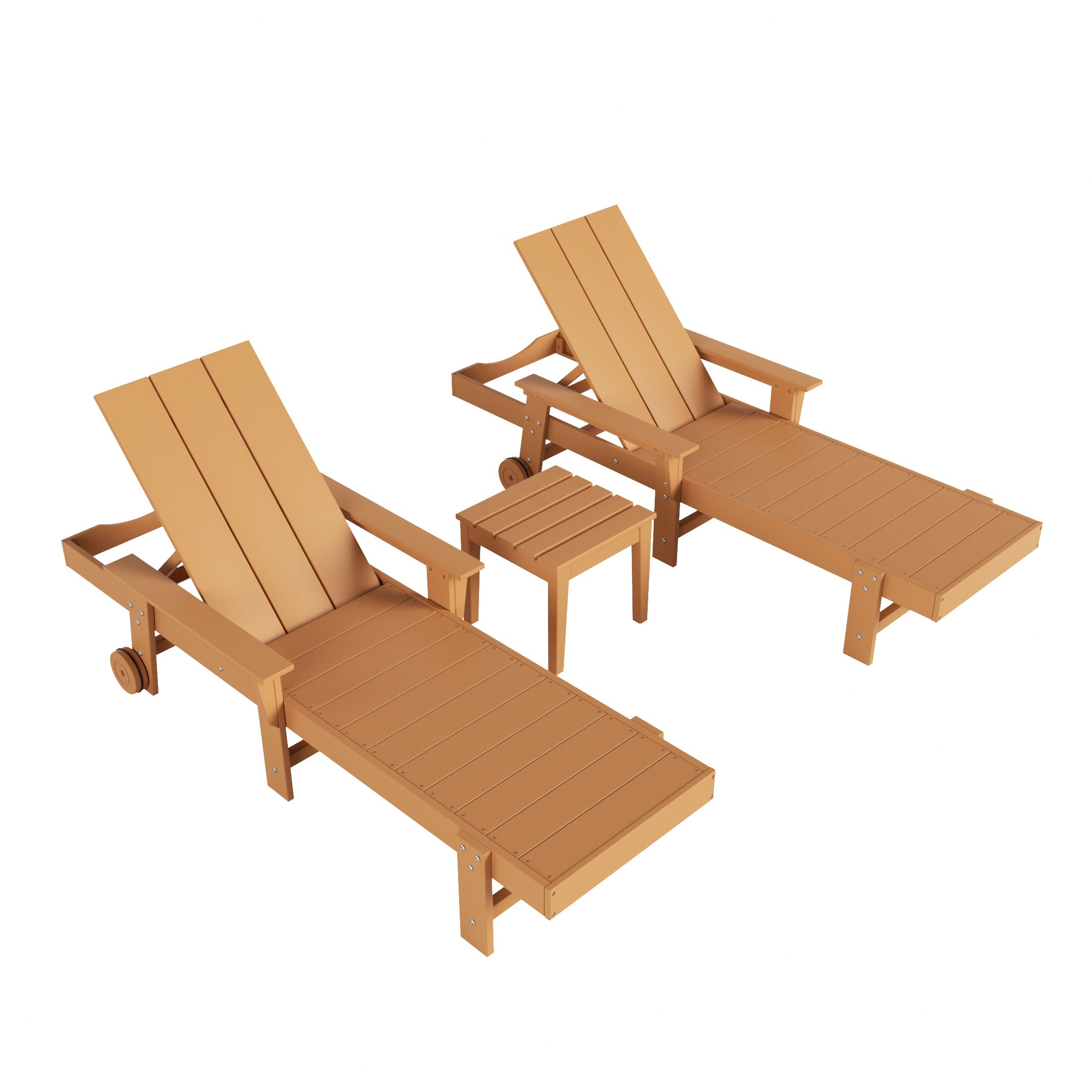 Palms Modern Poly Reclining Chaise Lounge Set with Side Table