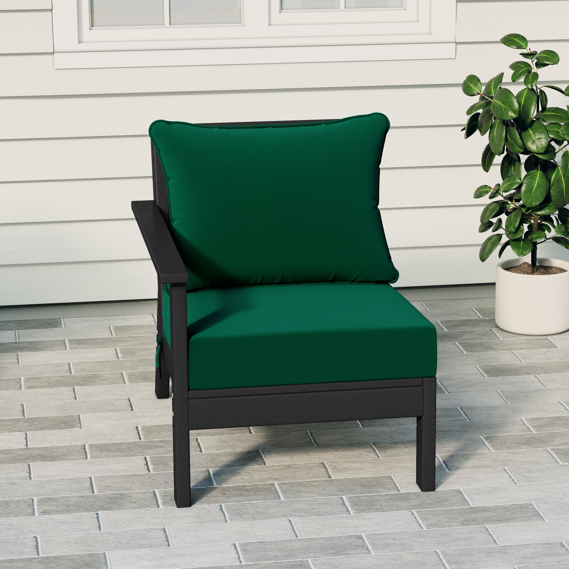 Portsmouth Outdoor Patio HDPE Left Arm Sectional Corner Club Chair with Patio Cushions