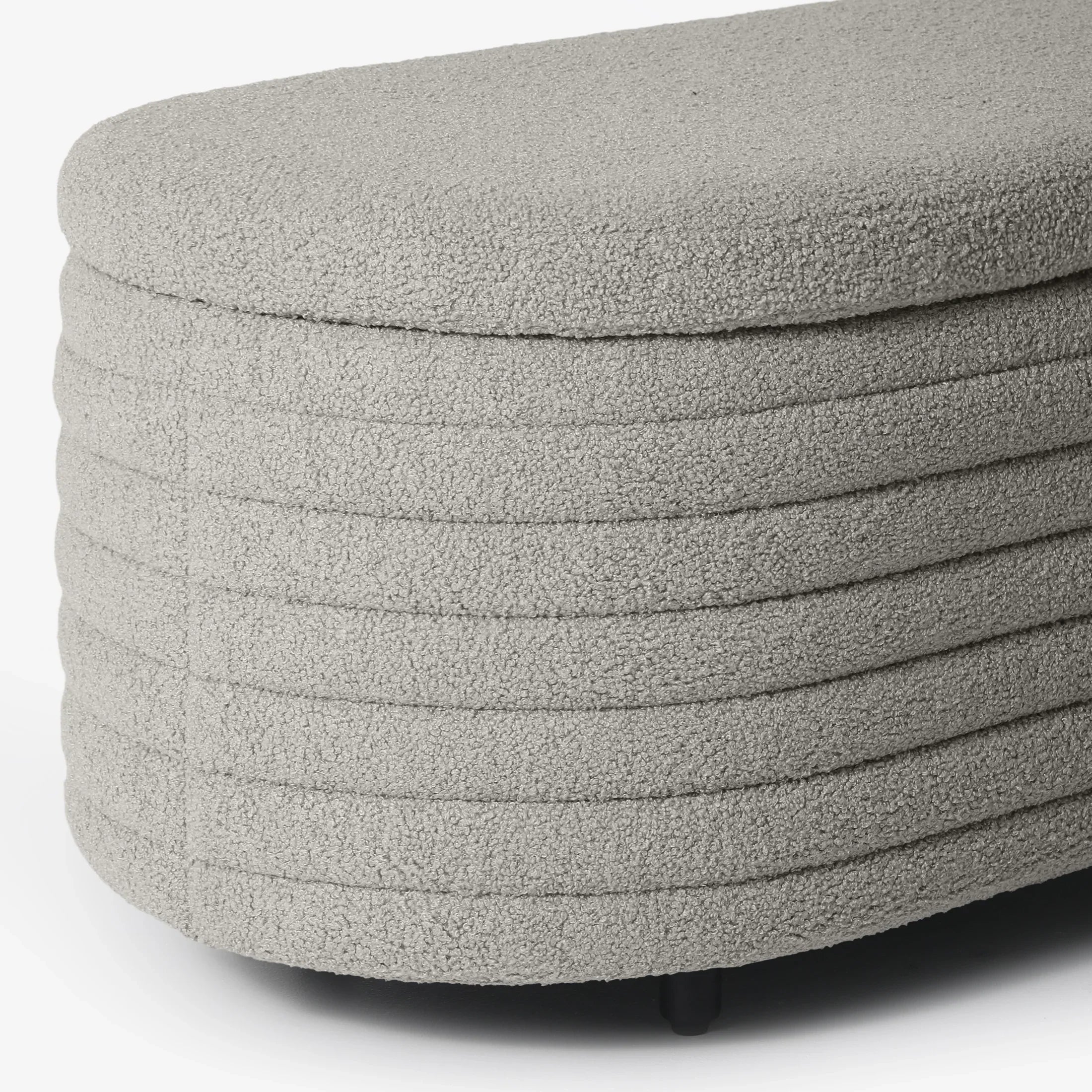 Celine 54" Wide Mid-Century Modern Upholstered Teddy Sherpa Tufted Oval Storage Ottoman Bench