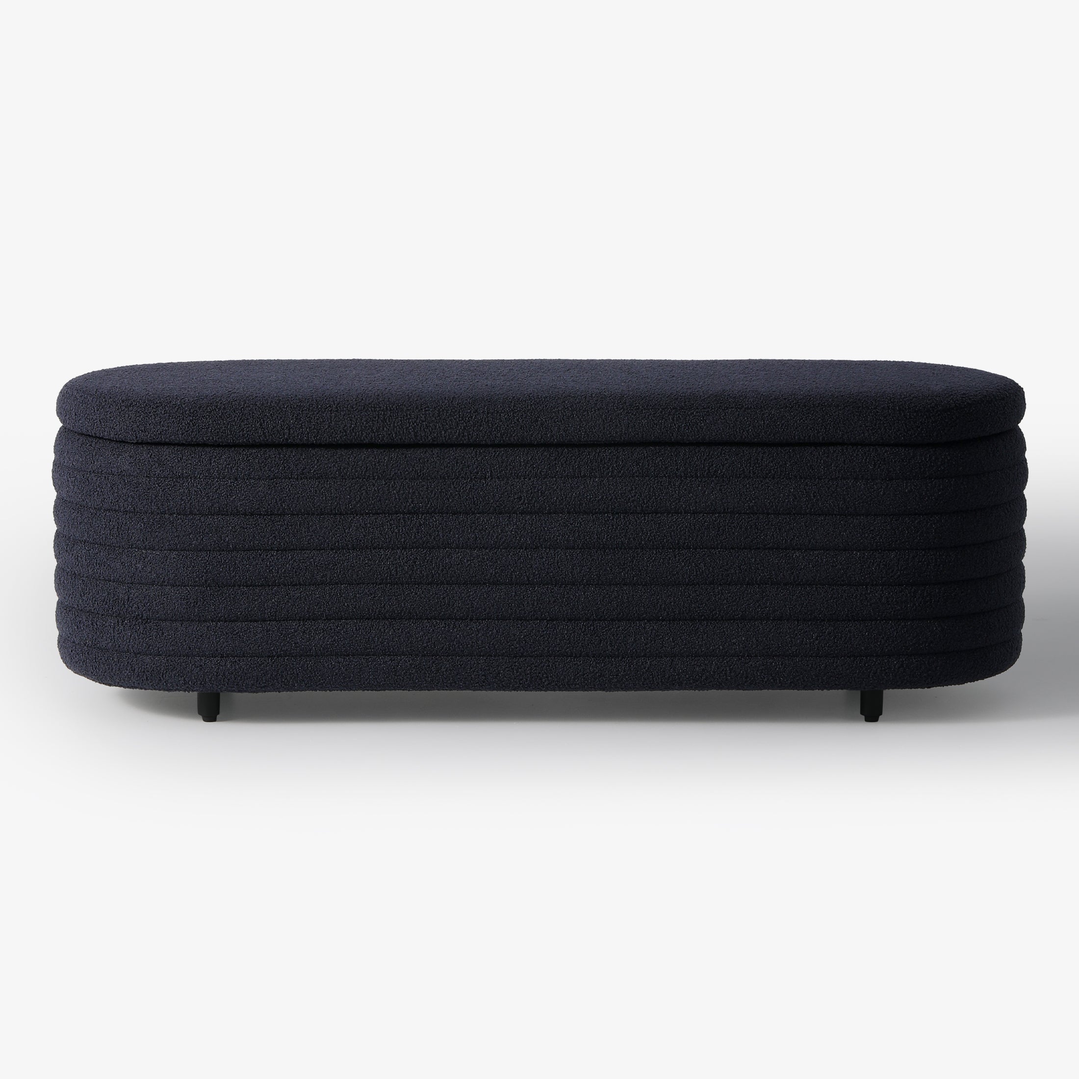 Celine 54" Wide Mid-Century Modern Upholstered Teddy Sherpa Tufted Oval Storage Ottoman Bench