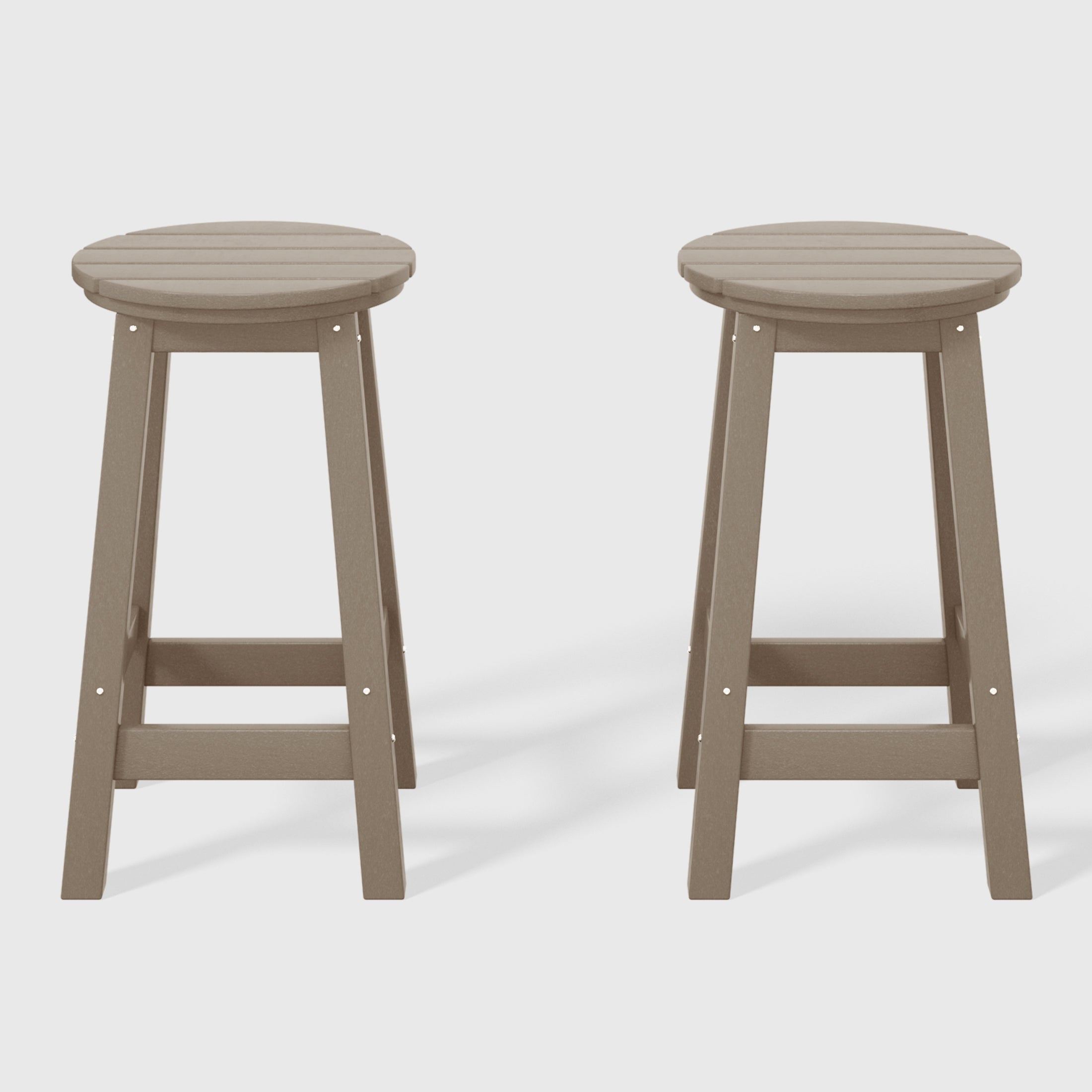 Paradise 24" HDPE Outdoor Patio Round Counter Height Bar Stool Set of 2