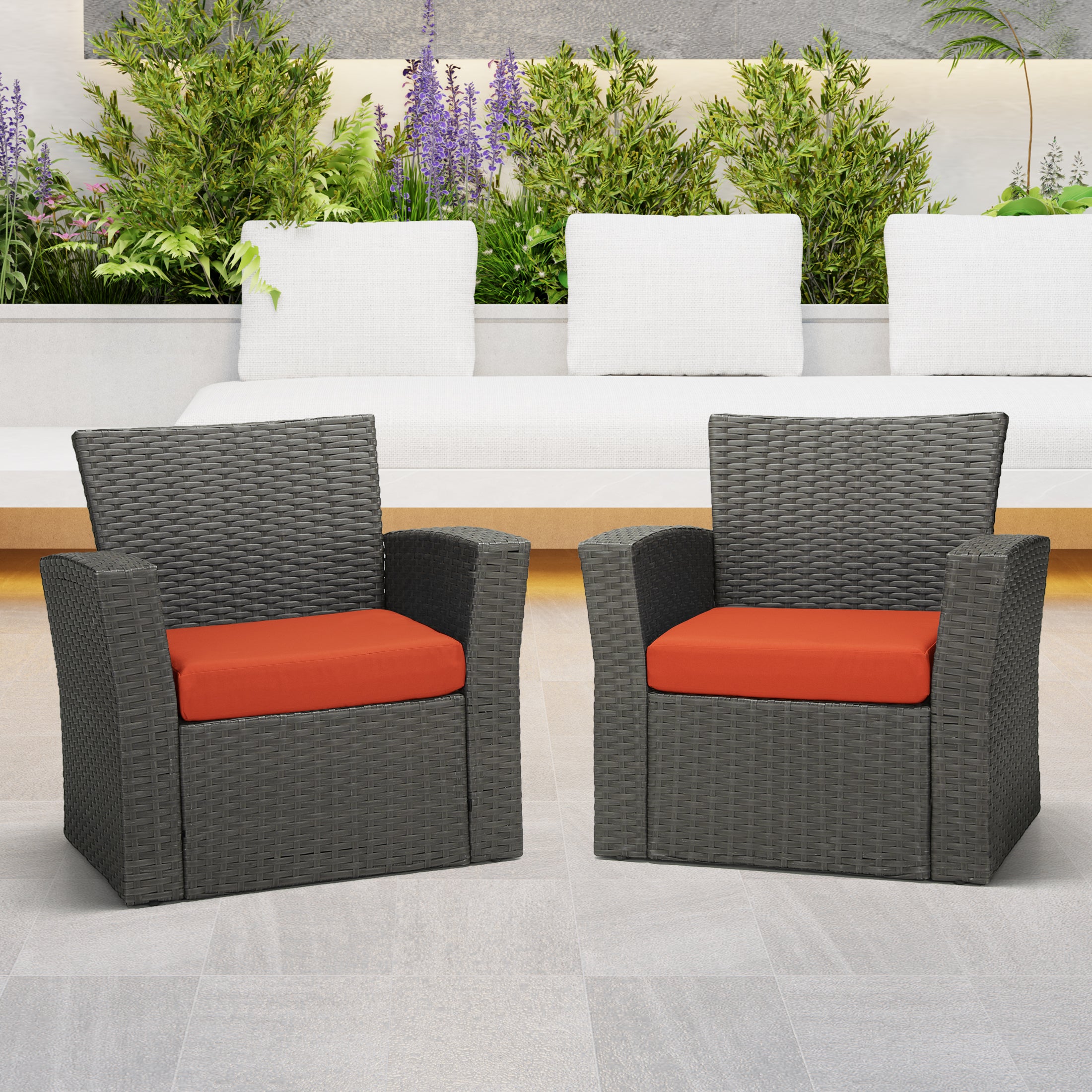 Harmony Outdoor Patio Furniture Seat Chair Square Cushions Set of 2, 20" x 19"