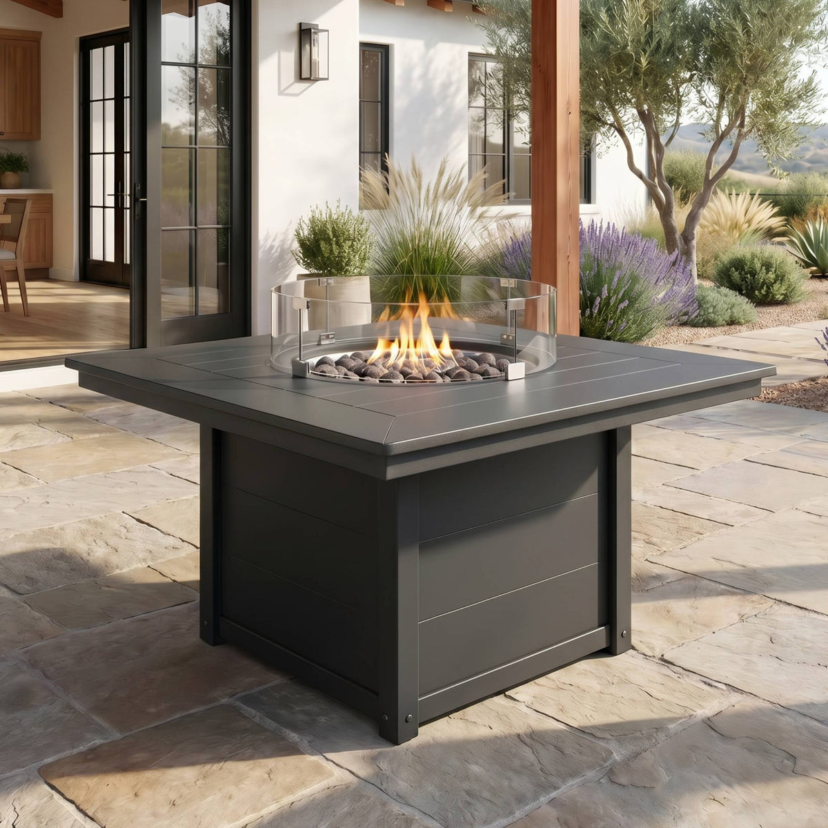 Sol 42" Modern Outdoor Patio Propane Square Fire Pit Table