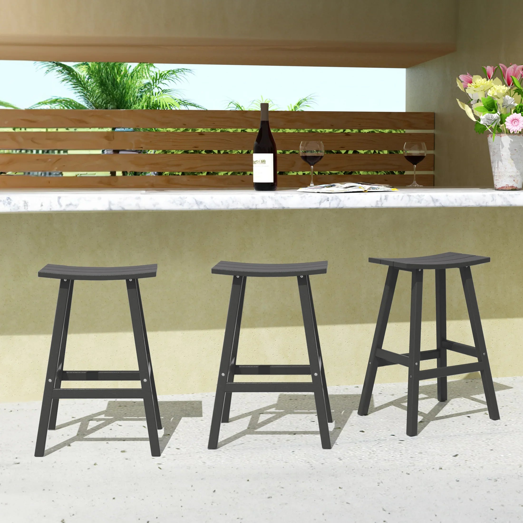 Paradise 29 Inch High Backless Seat Bar Stools (Set of 3)