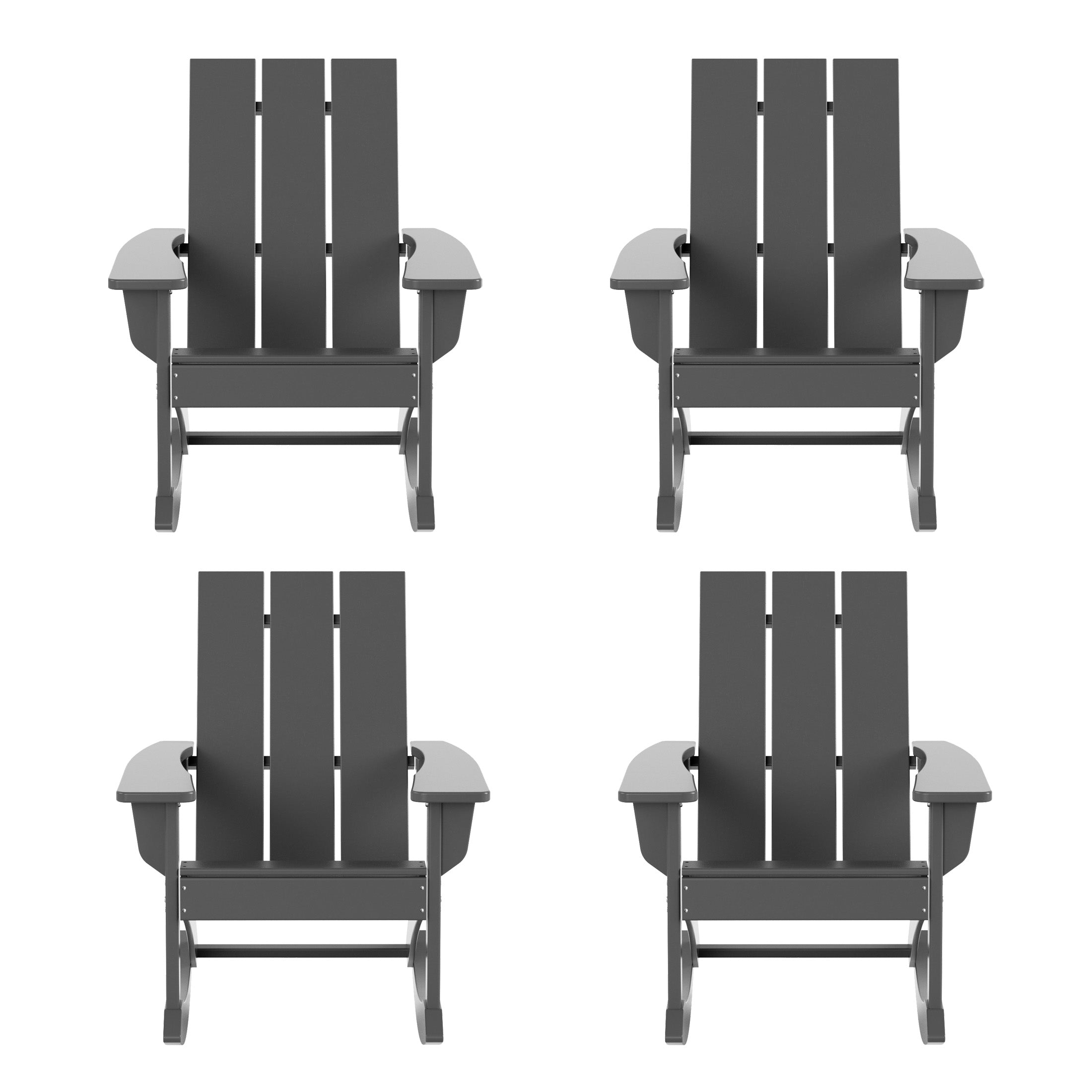 Palms Outdoor Patio Modern Adirondack Rocking Chair (Set of 4)