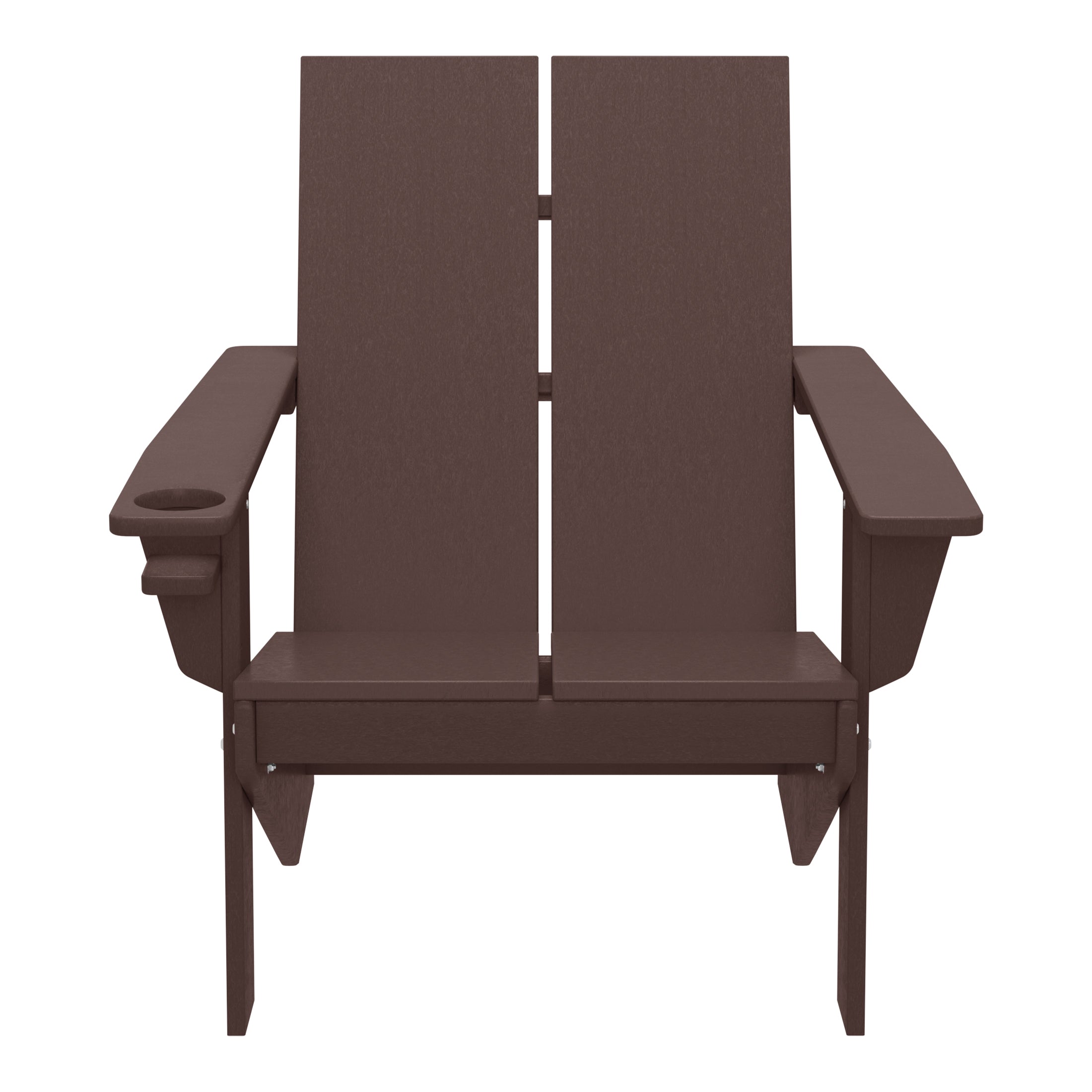 Seaview Outdoor HDPE Modern Adirondack Chair with Cup Holder (Set of 2)