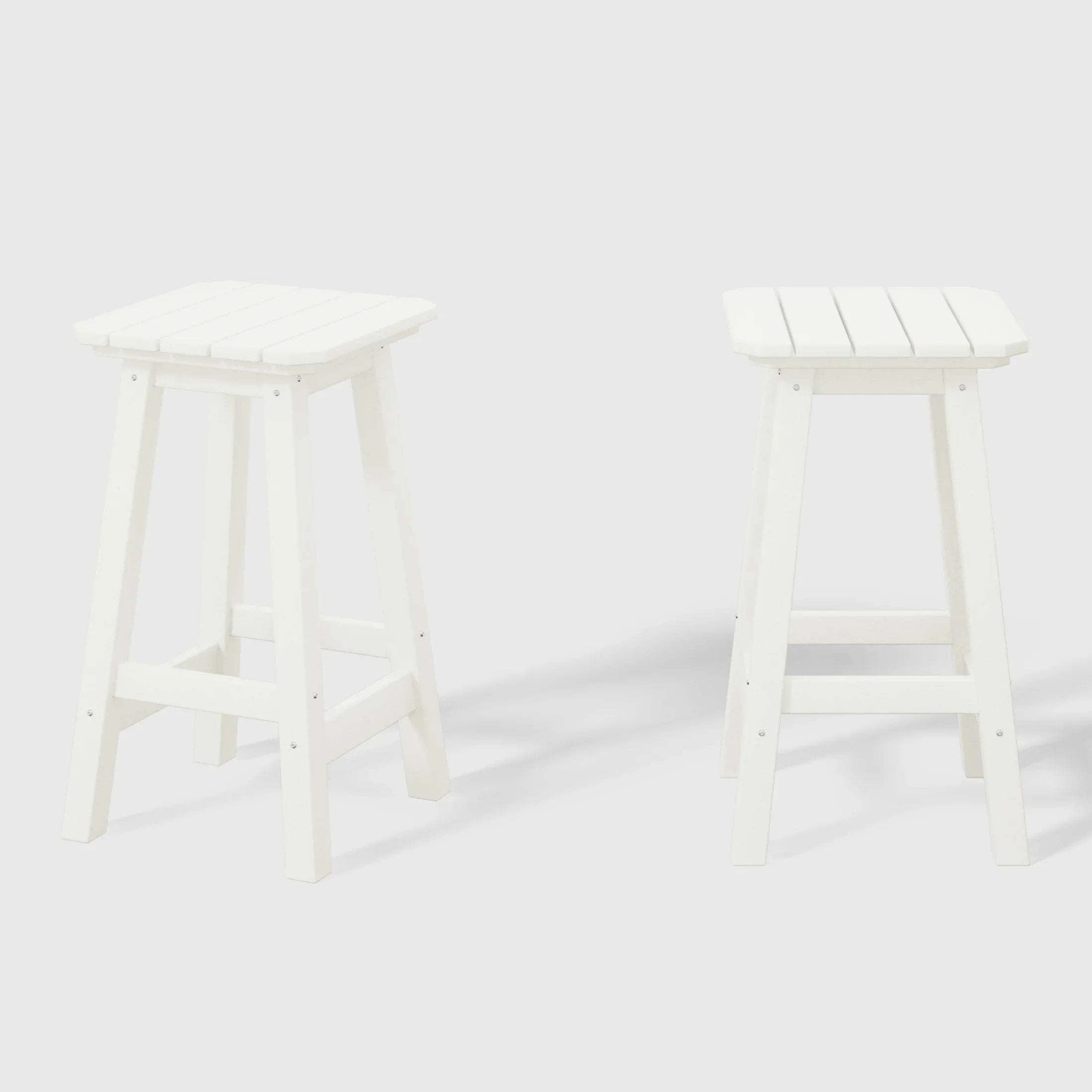 Paradise 24" HDPE Outdoor Patio Counter High Backless Square Bar Stools Set of 2