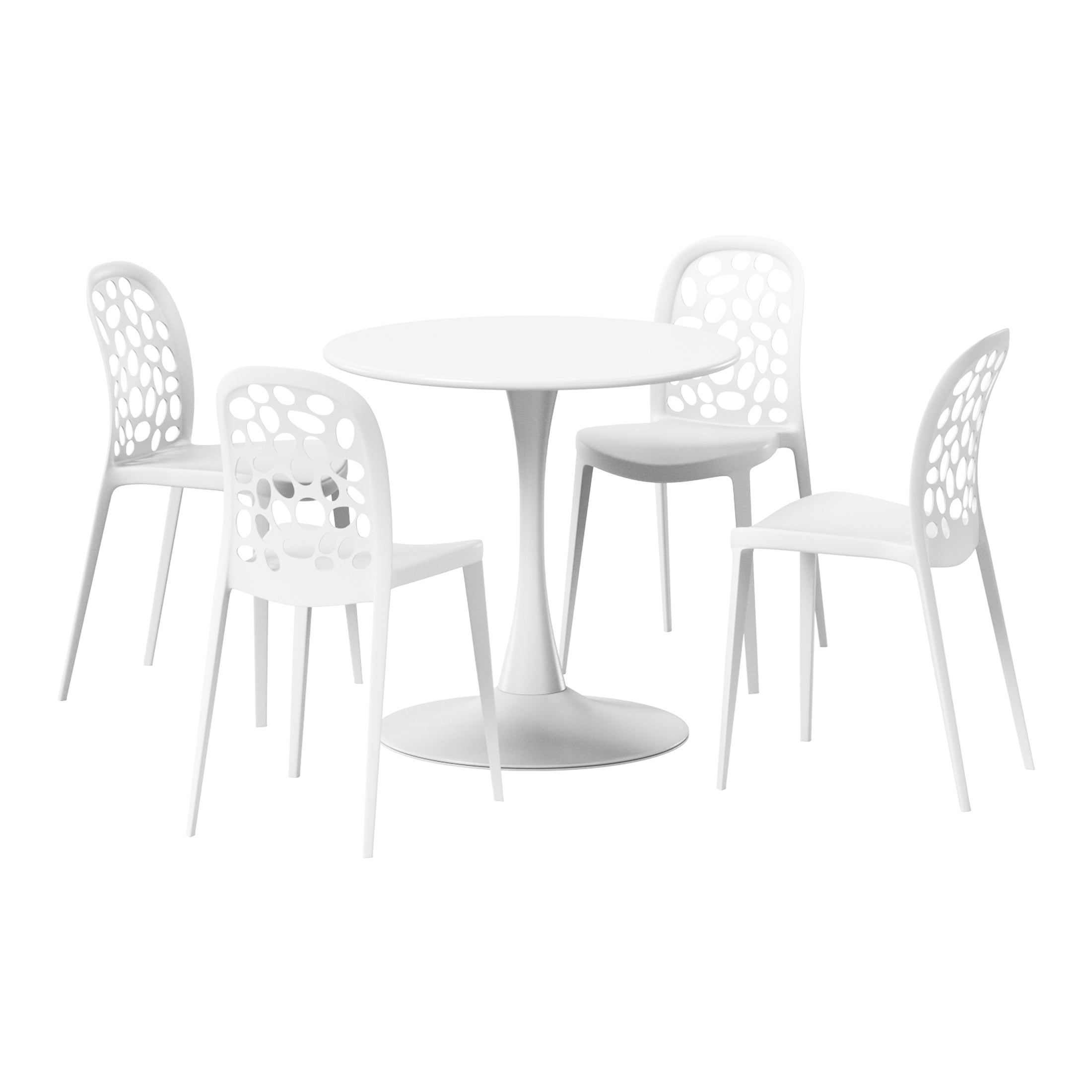 Sunshine 5-Piece Outdoor Indoor Metal Patio Dining Table Set With Stackable Polypropylene Patio Side Chairs