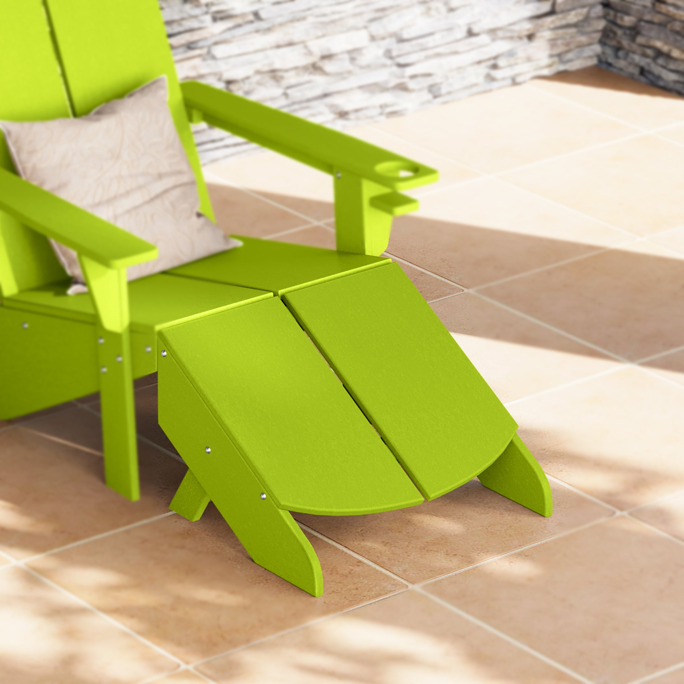 Seaview Modern HDPE Plastic Folding Patio Adirondack Ottoman