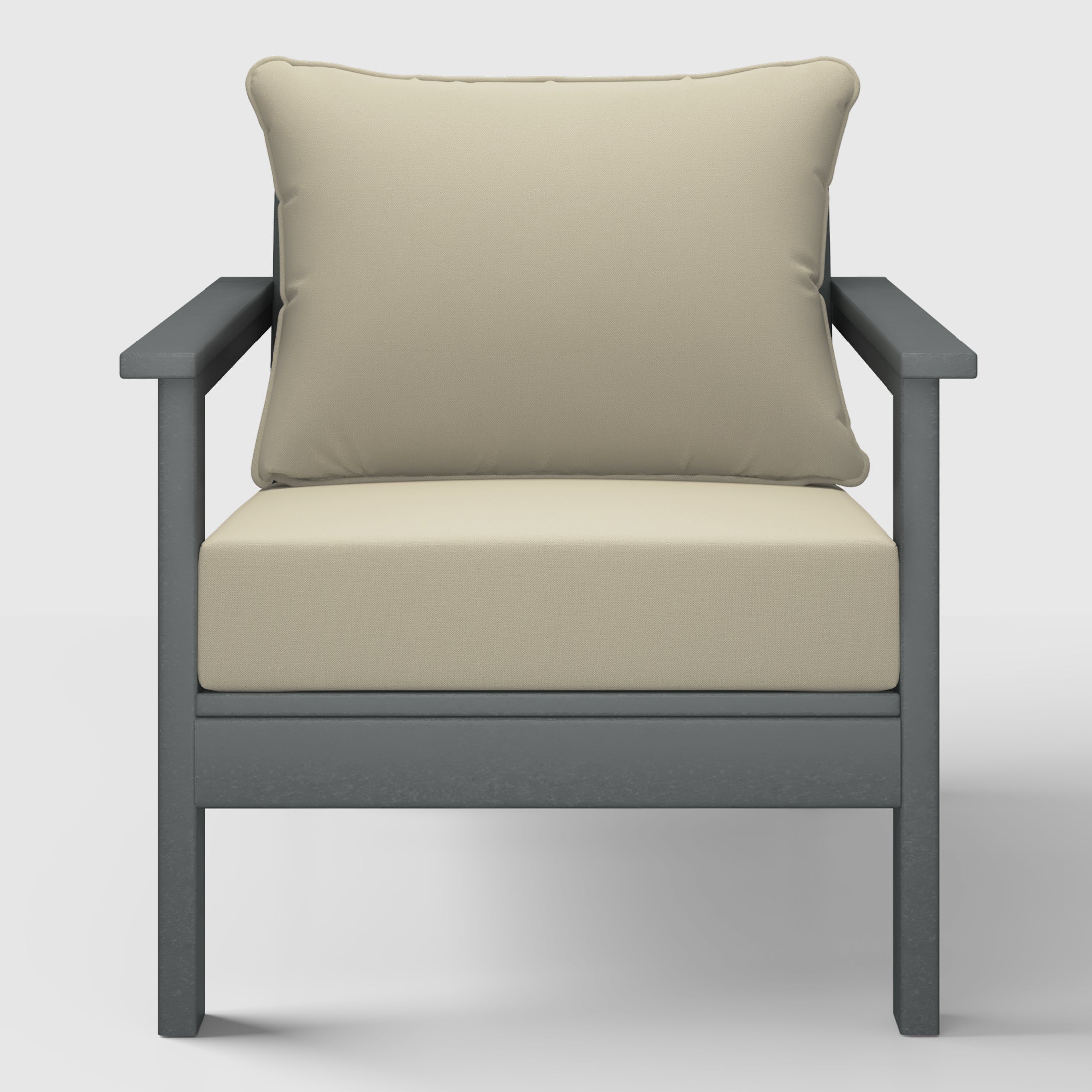 Portsmouth Outdoor Modern HDPE Patio Club Chair with Deep Seat Cushions