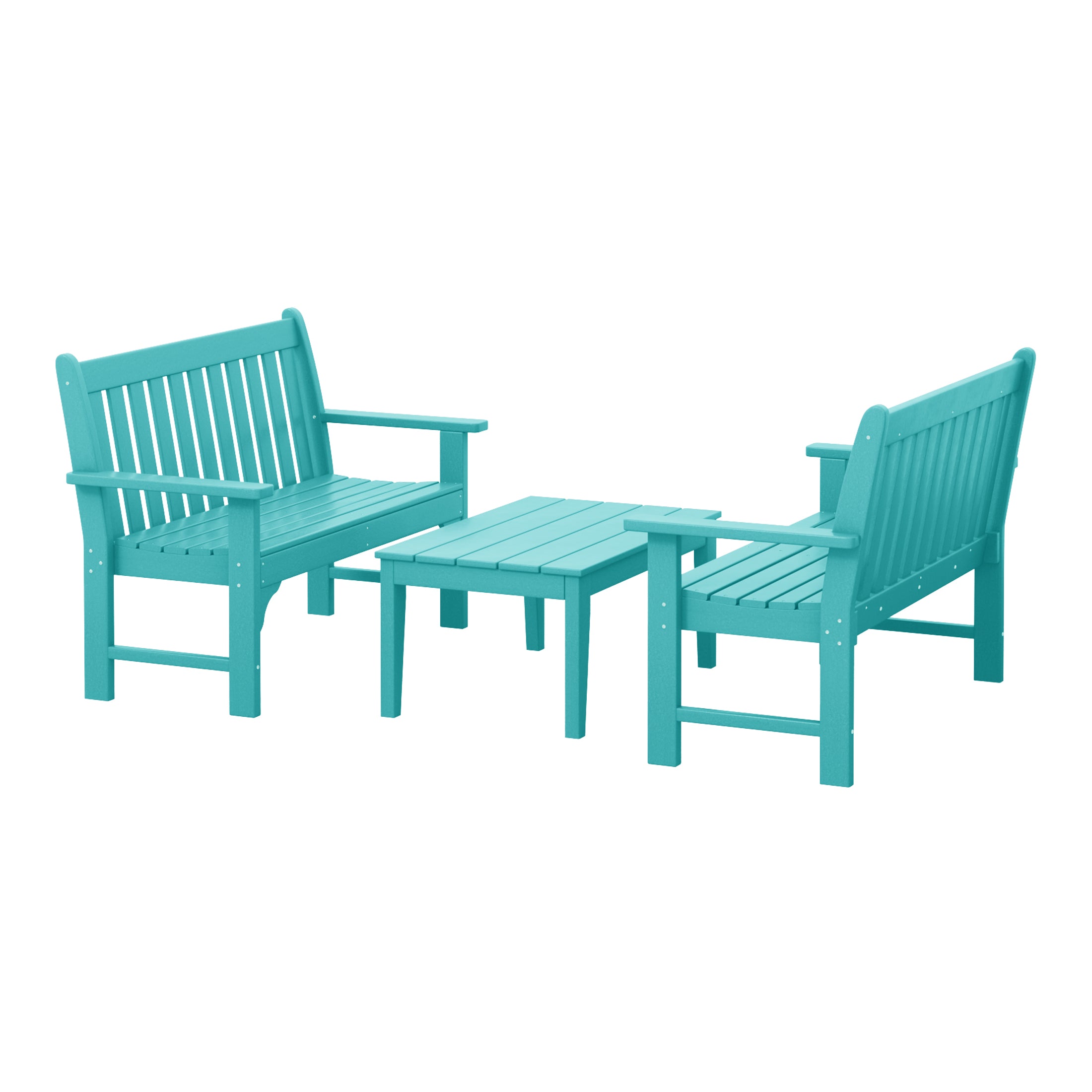 Paradise 3-Piece HDPE Outdoor Patio Furniture Couch and Coffee Table Set