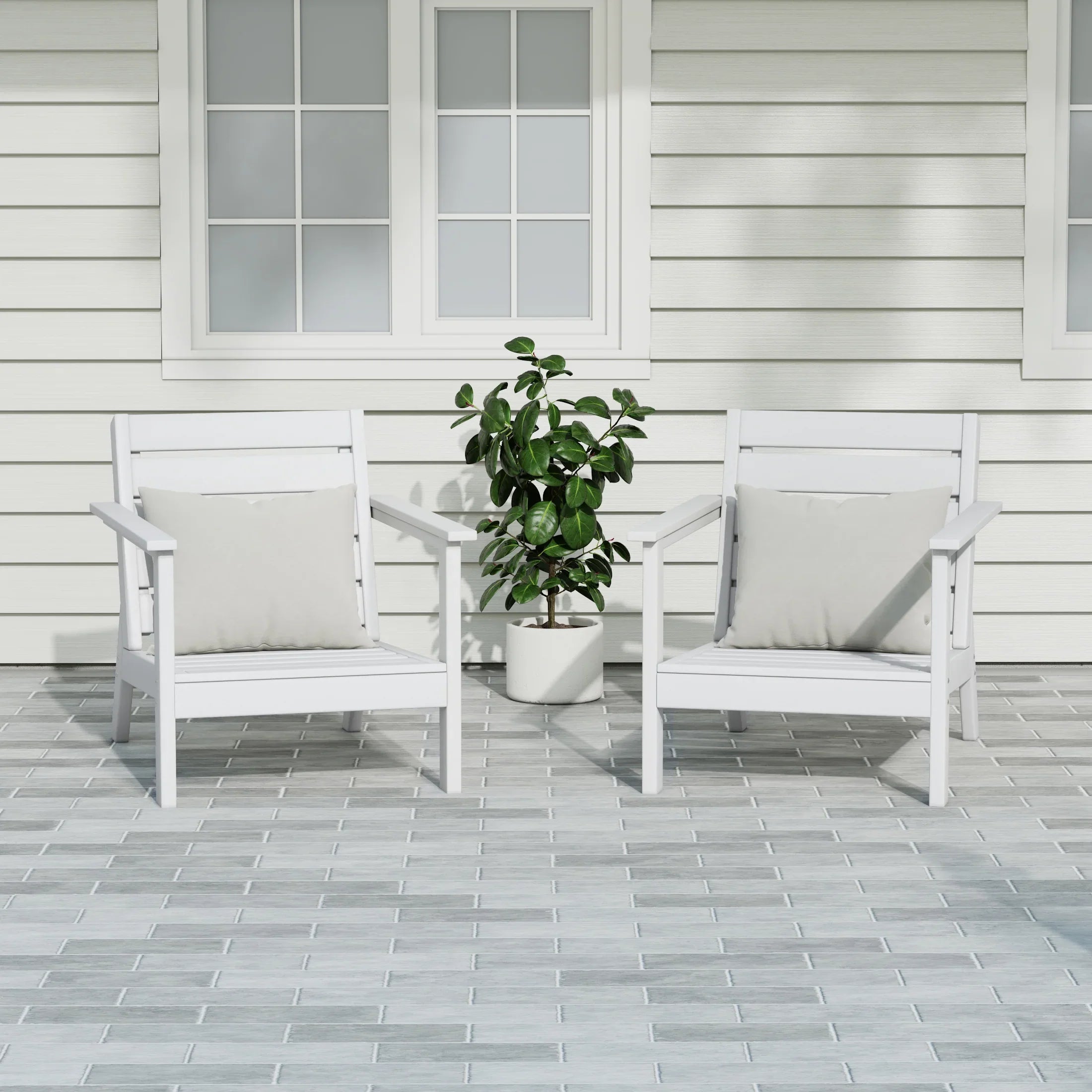Portsmouth Outdoor Patio HDPE Deep Seating Armchair (Set of 2)