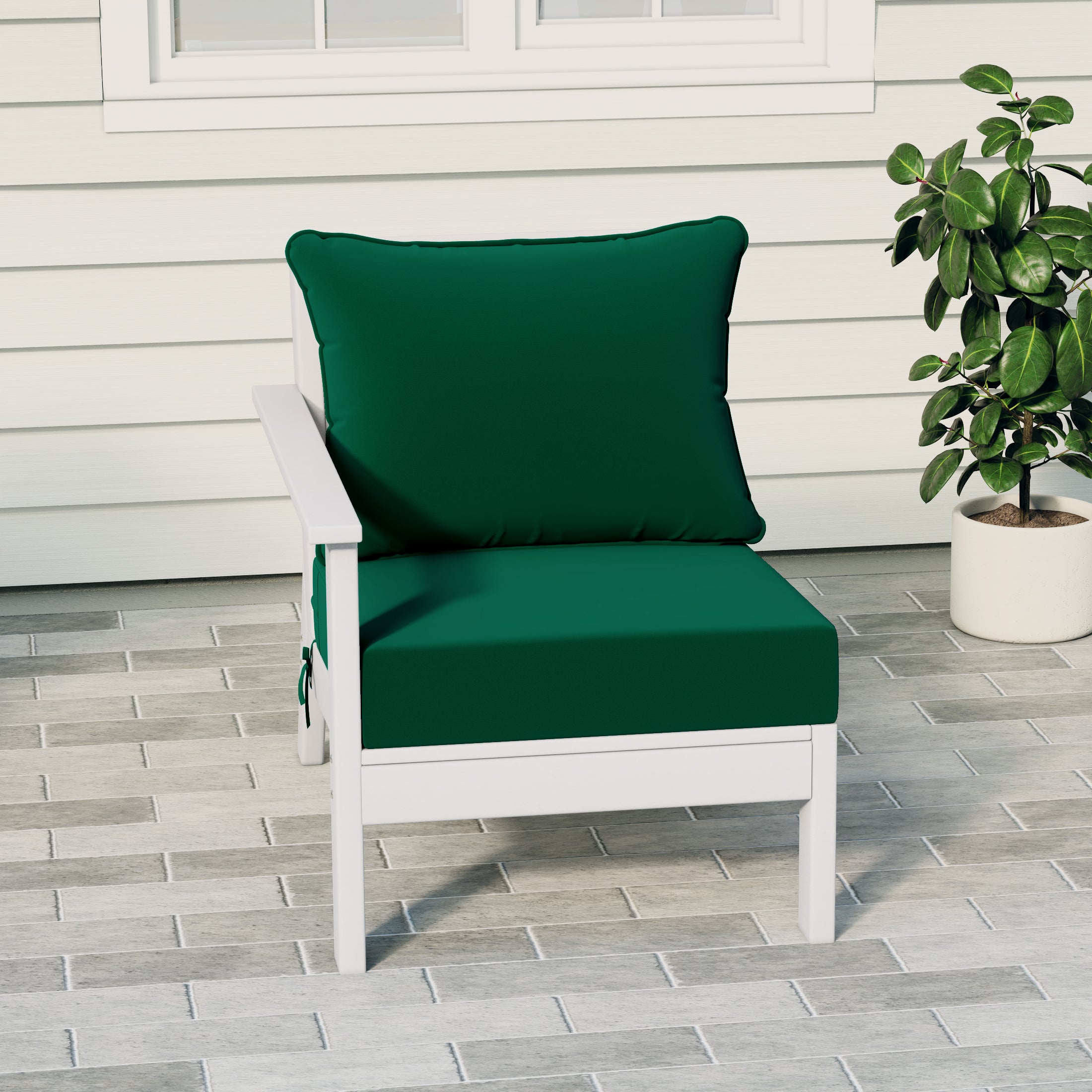 Portsmouth Outdoor Patio HDPE Left Arm Sectional Corner Club Chair with Patio Cushions