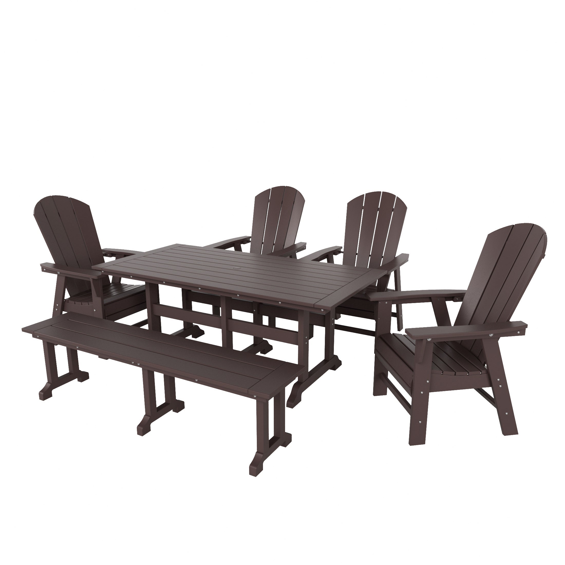 Paradise 6 Piece Outdoor Patio Dining Table and Armchair Dining Bench Set
