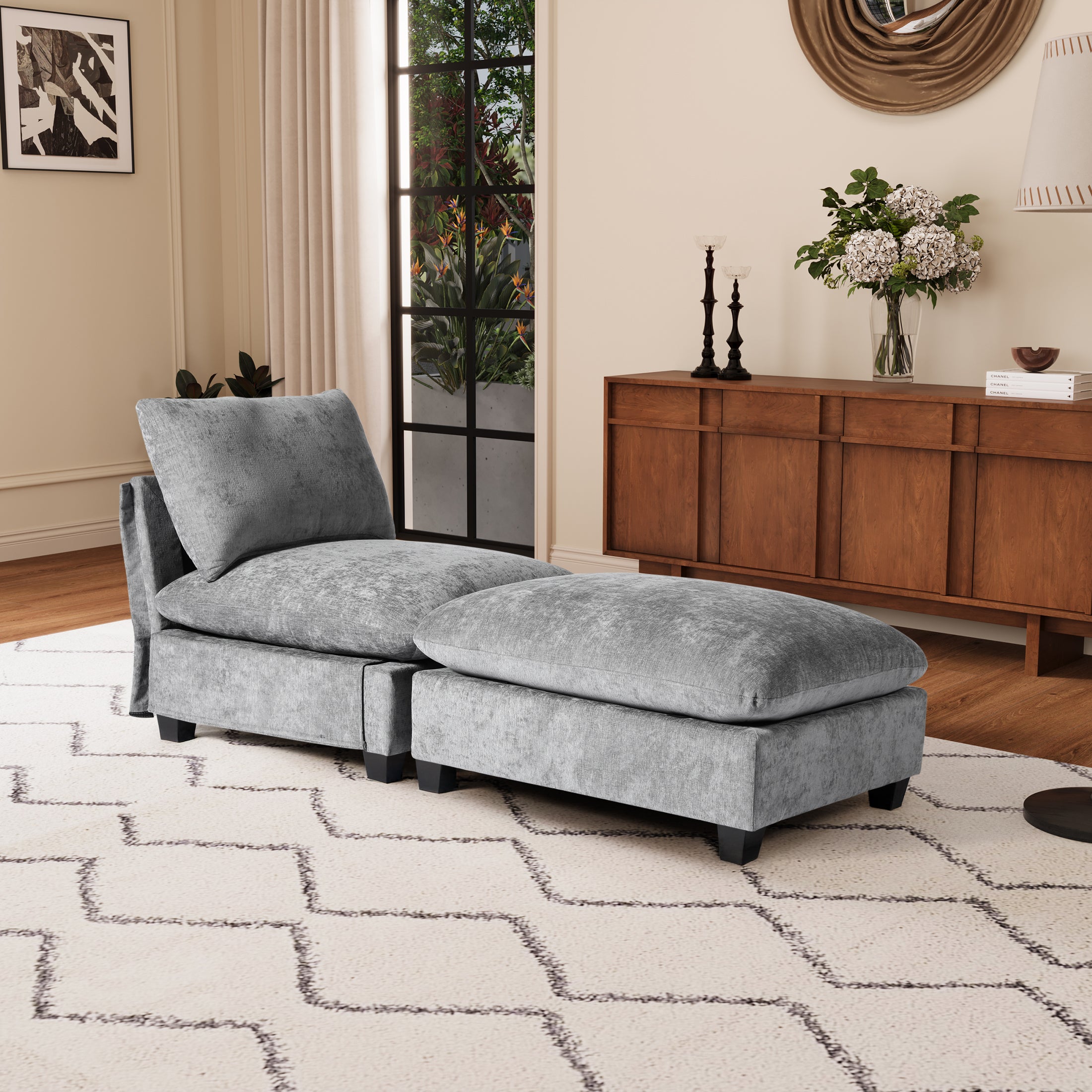 Springfield 68.5" Chenille Upholstered Indoor Chaise Lounge Chair