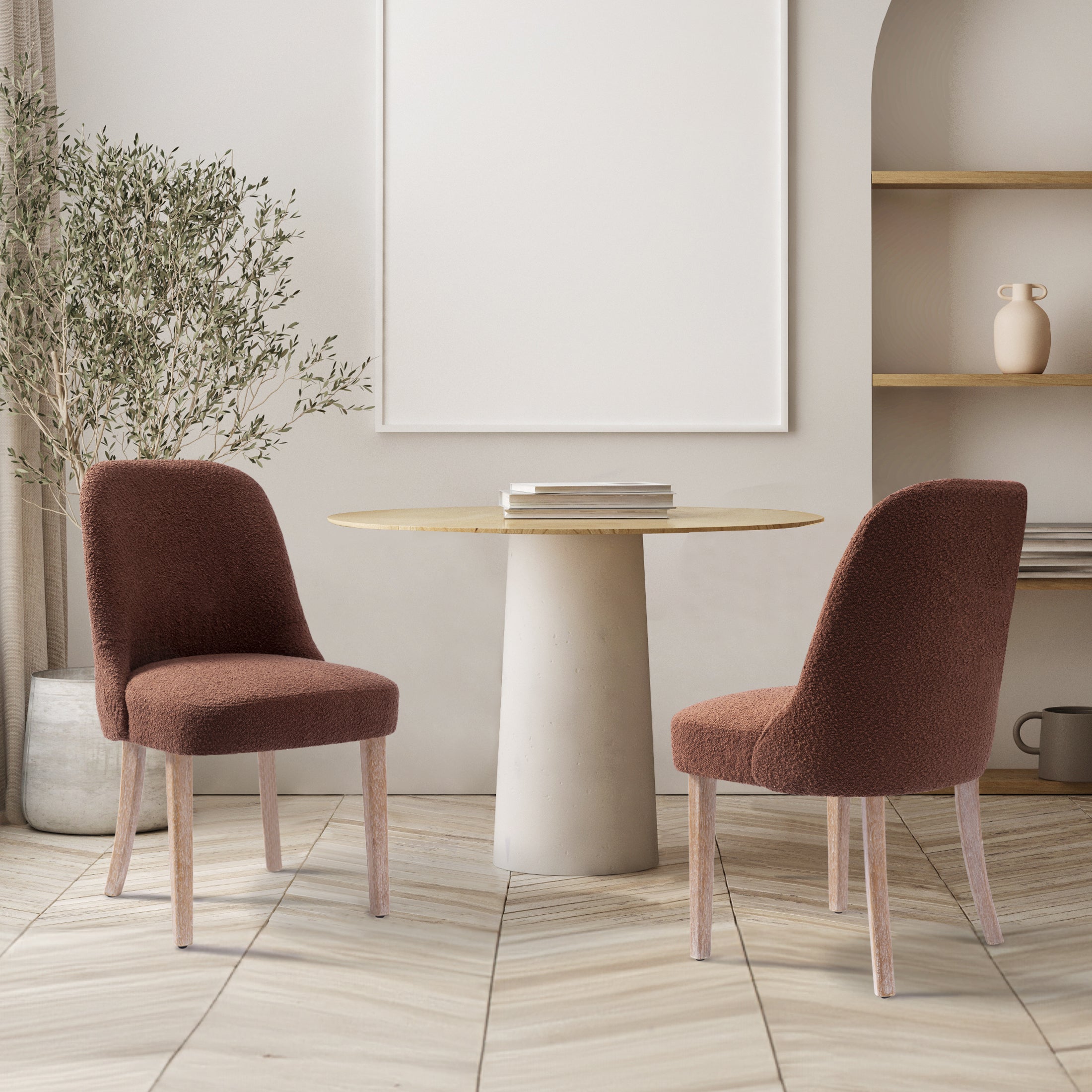 Amélie Mid-Century Modern Upholstered Boucle Dining Chair