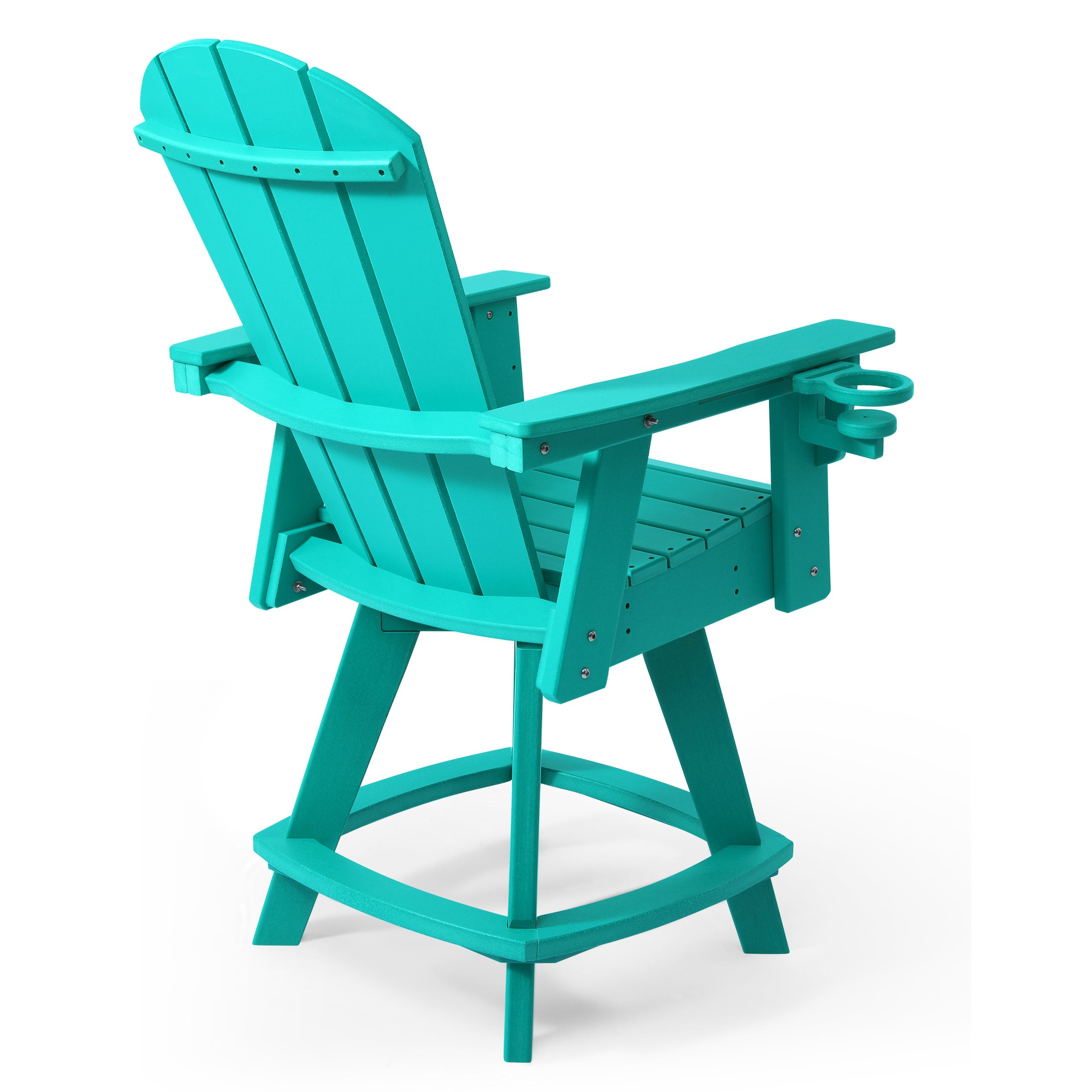 Paradise Outdoor HDPE Adirondack Swivel Counter Height Bar Chair With Cup Holder
