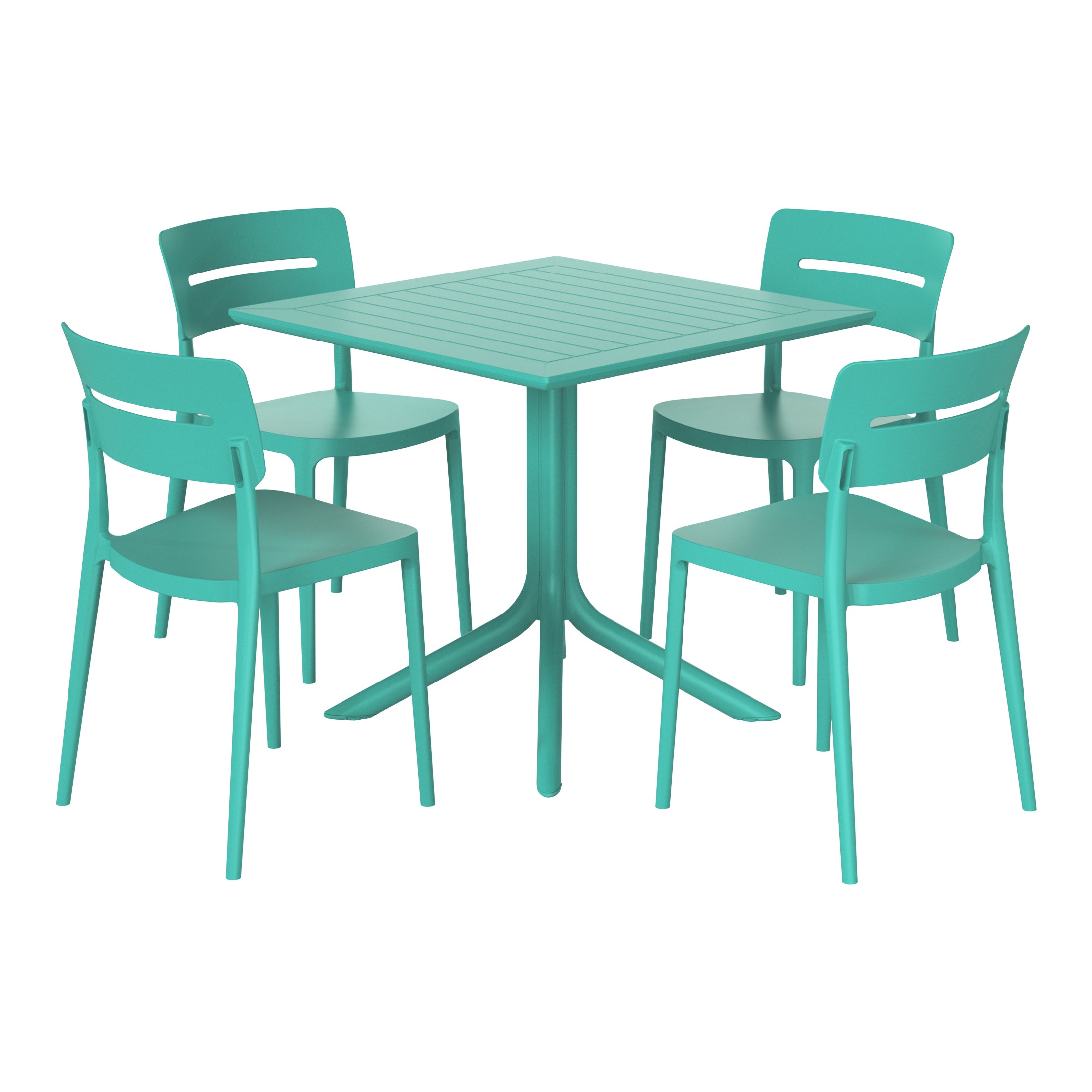 Sunshine Modern 5-Piece Resin Patio Dining Table Set with Stackable Patio Dining Chairs