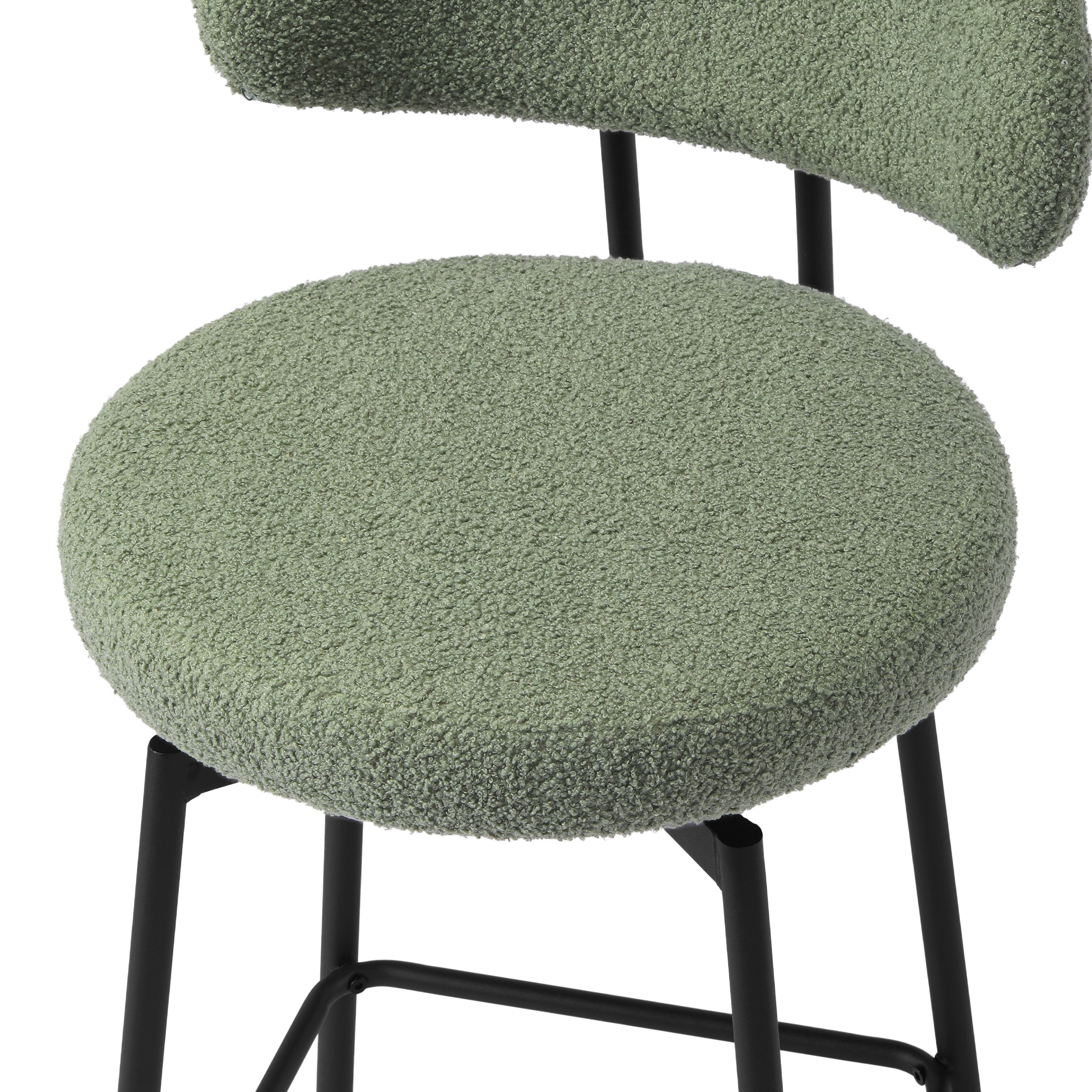 Celine Modern Upholstered Sherpa Fabric Counter Height Bar Stools with Back (Set of 2)