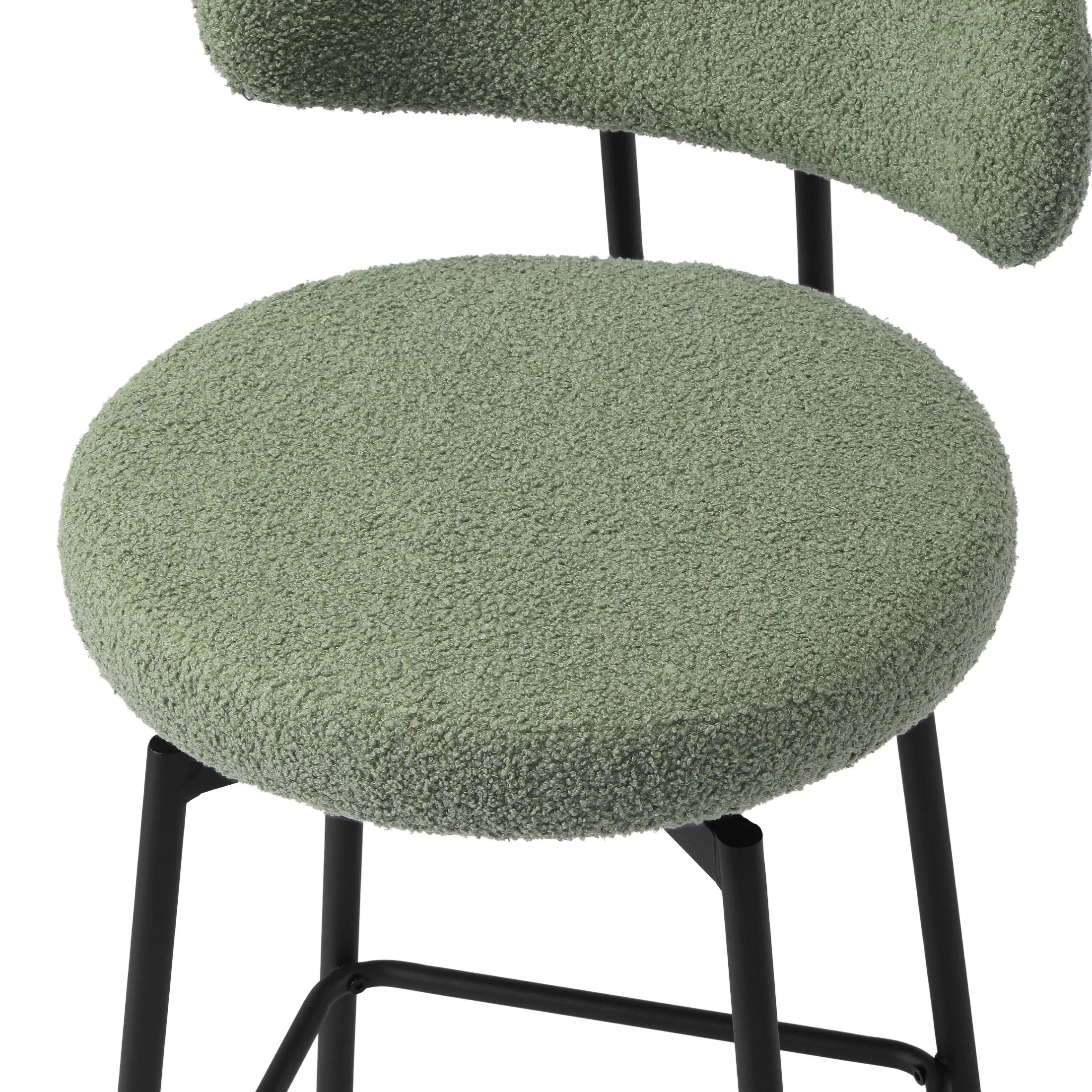 Celine Modern Upholstered Sherpa Fabric Counter Height Bar Stools with Back (Set of 2)