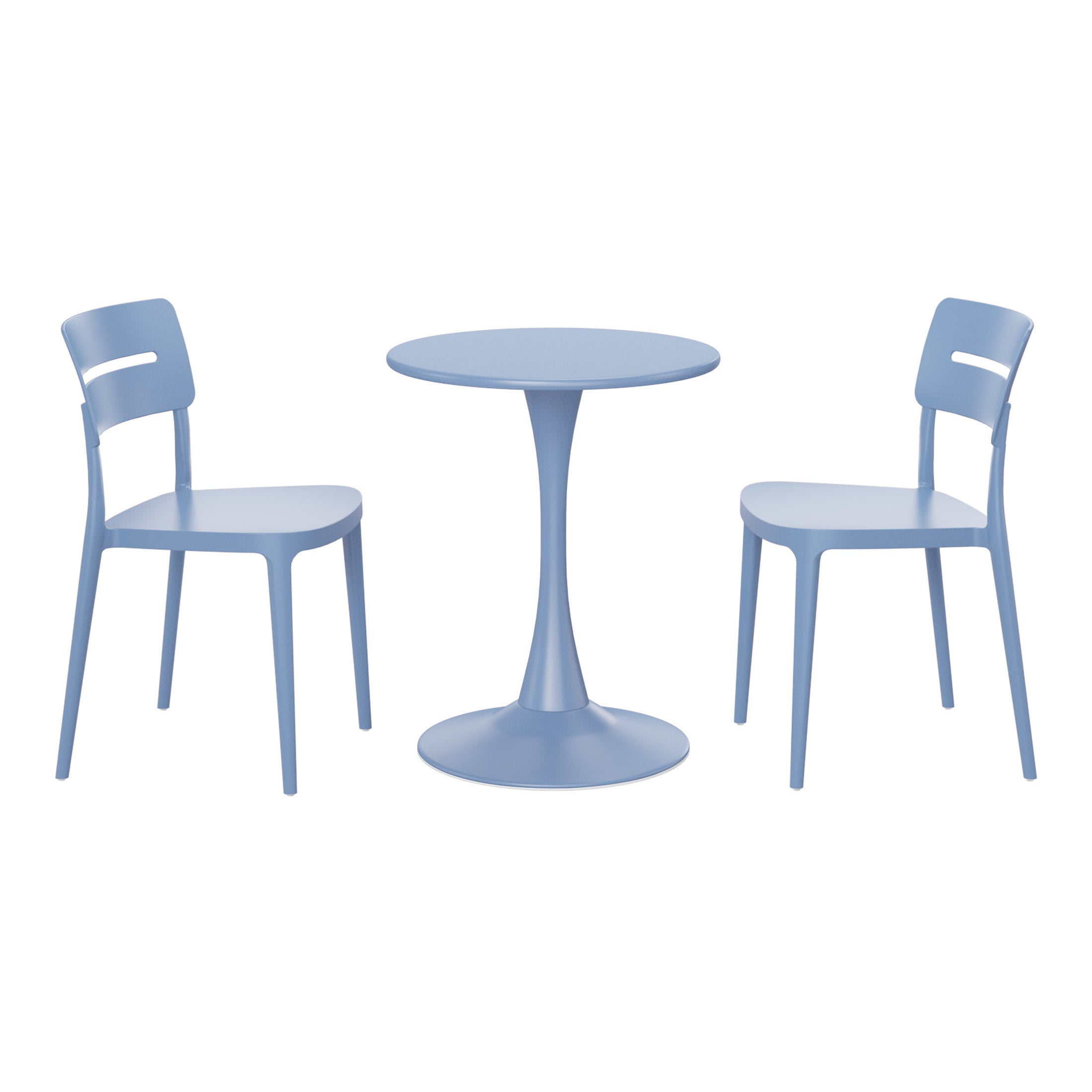 Sunshine 3-Piece Outdoor Round Metal Patio Dining Table Set With Stackable Patio Chairs