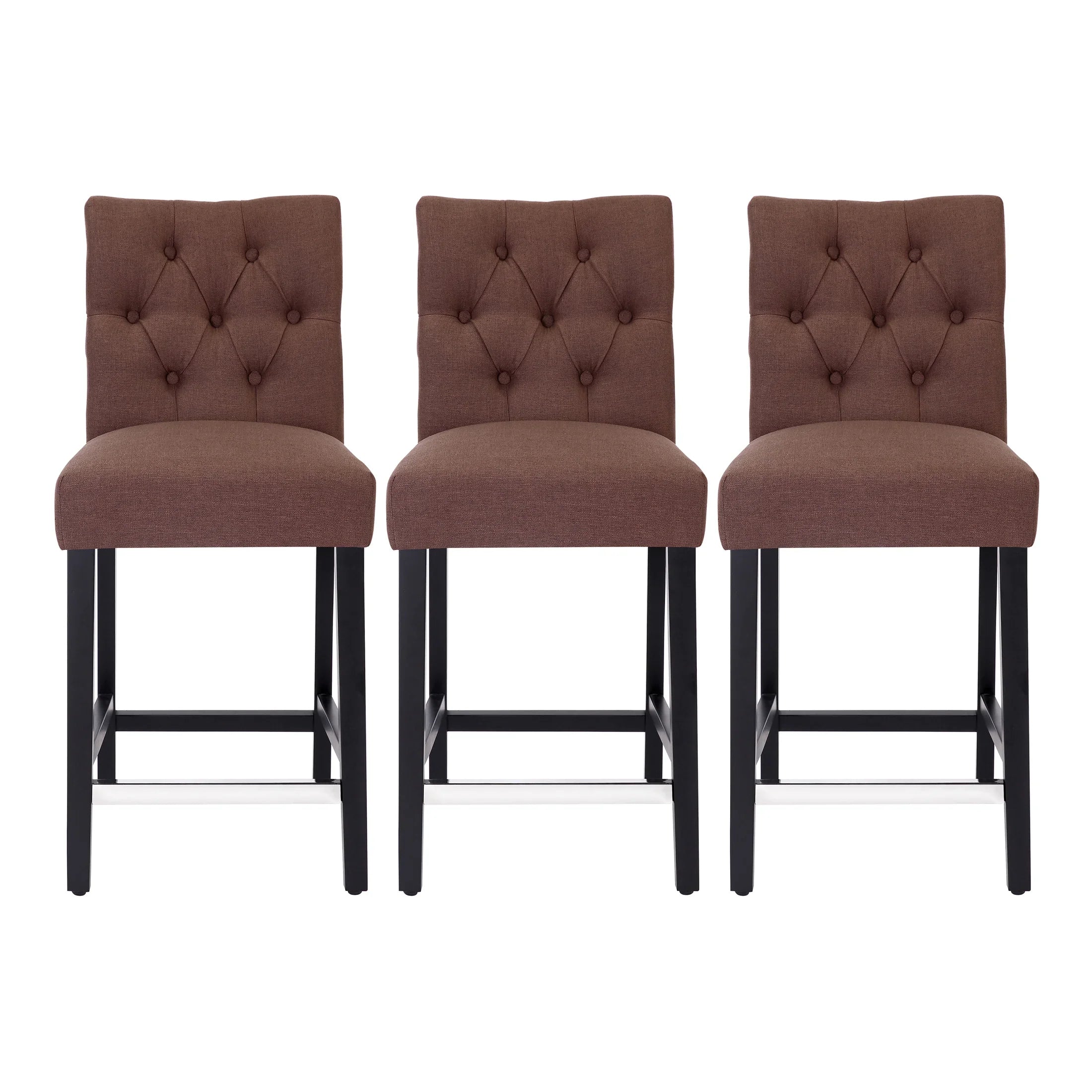 Bellmount 24" Upholstered Wood Counter Stool with Tufted Back (Set of 3)