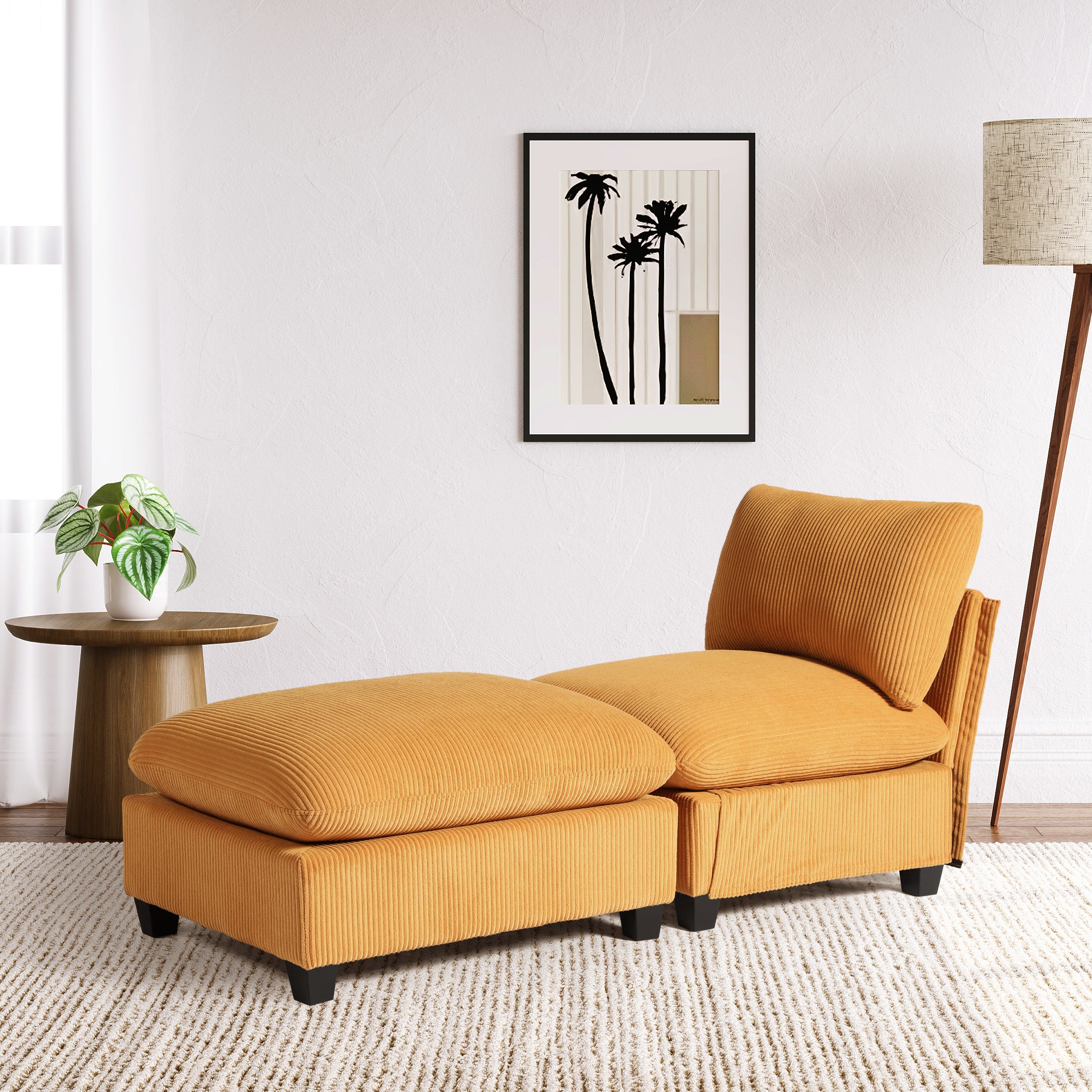 Ava 68.5" Corduroy Upholstered Indoor Chaise Lounge Chair