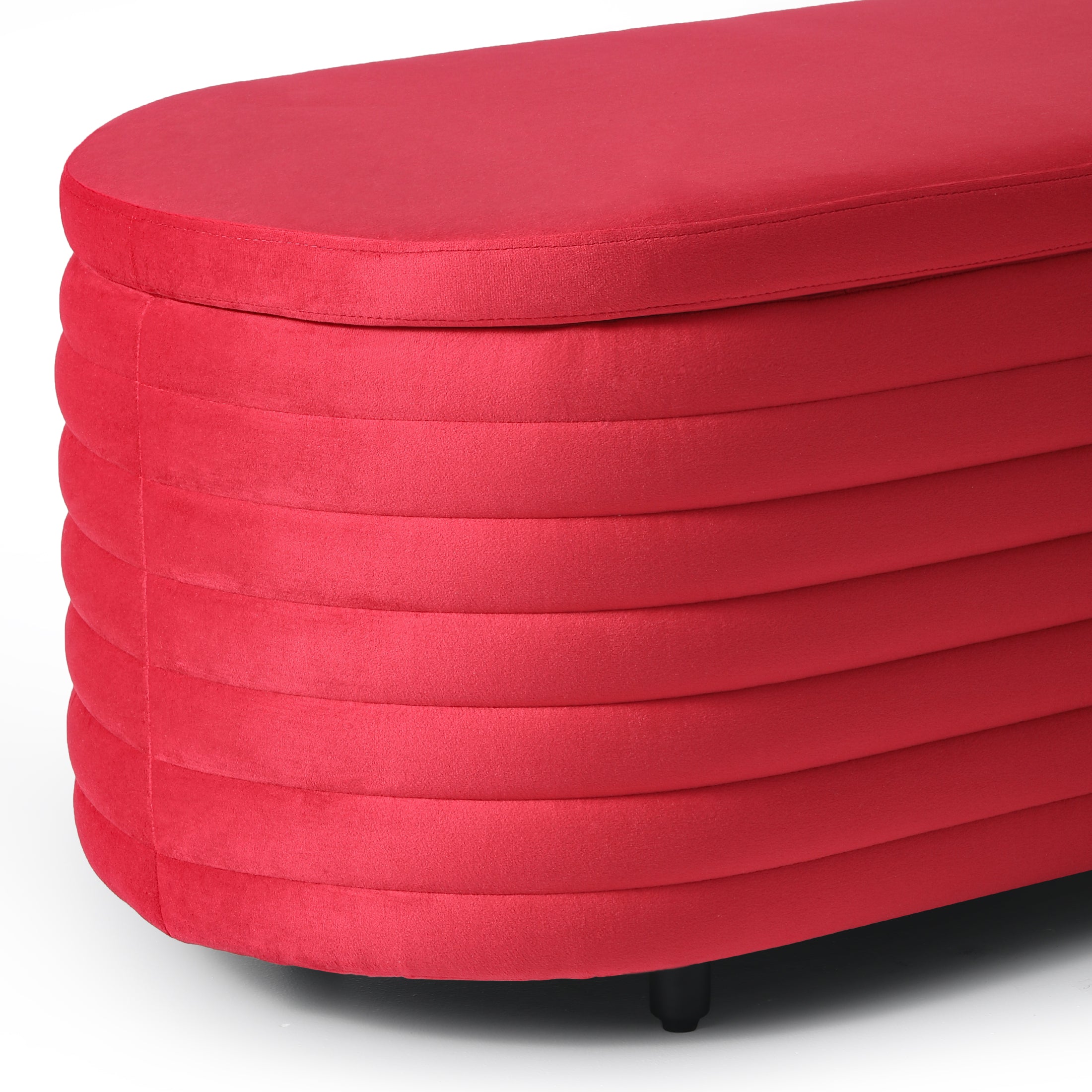 Alaia 54" Wide Mid-Century Modern Upholstered Velvet Tufted Oval Storage Ottoman Bench