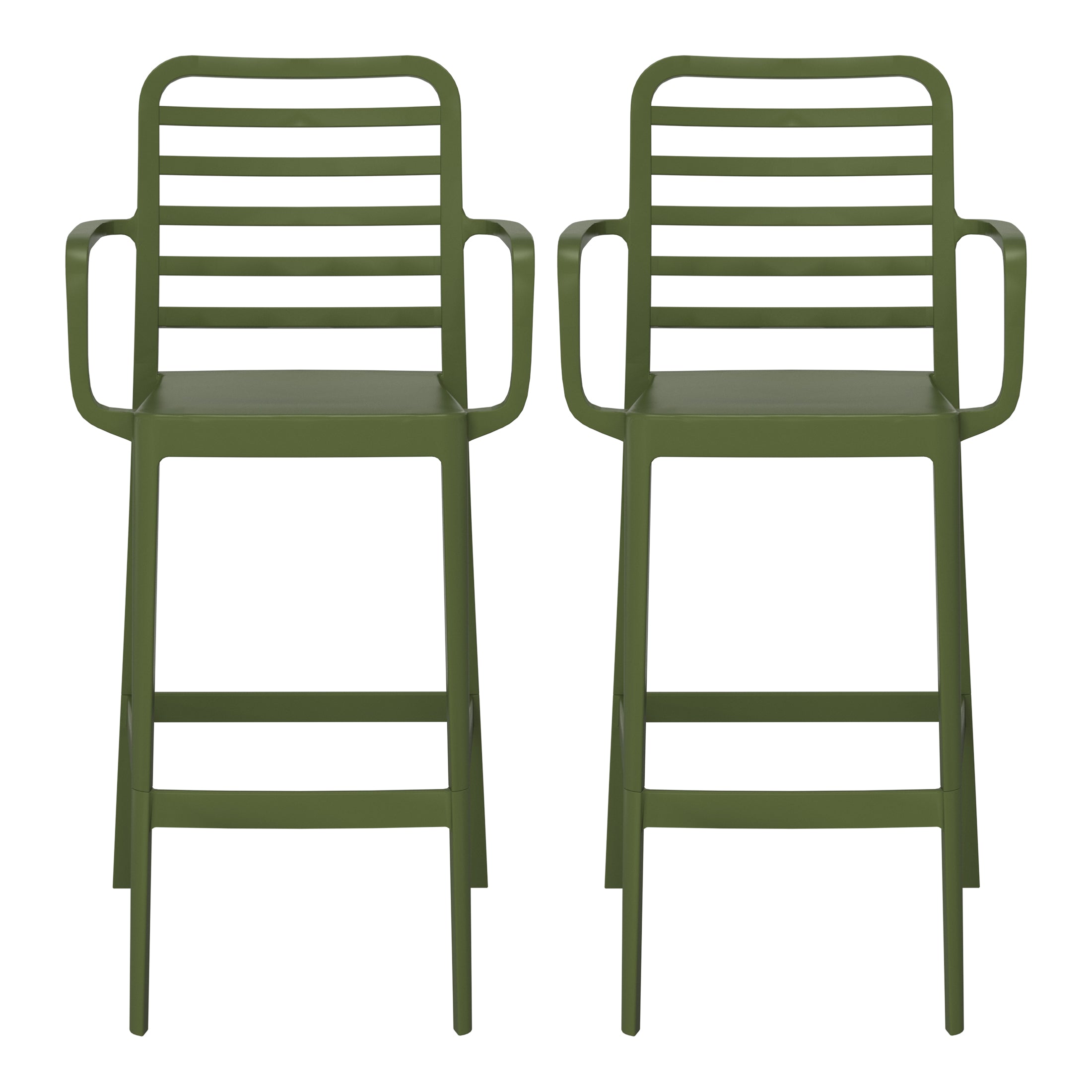 Sunshine 29.5" Outdoor Polypropylene Plastic Patio Bar Height Stools (Set of 2)