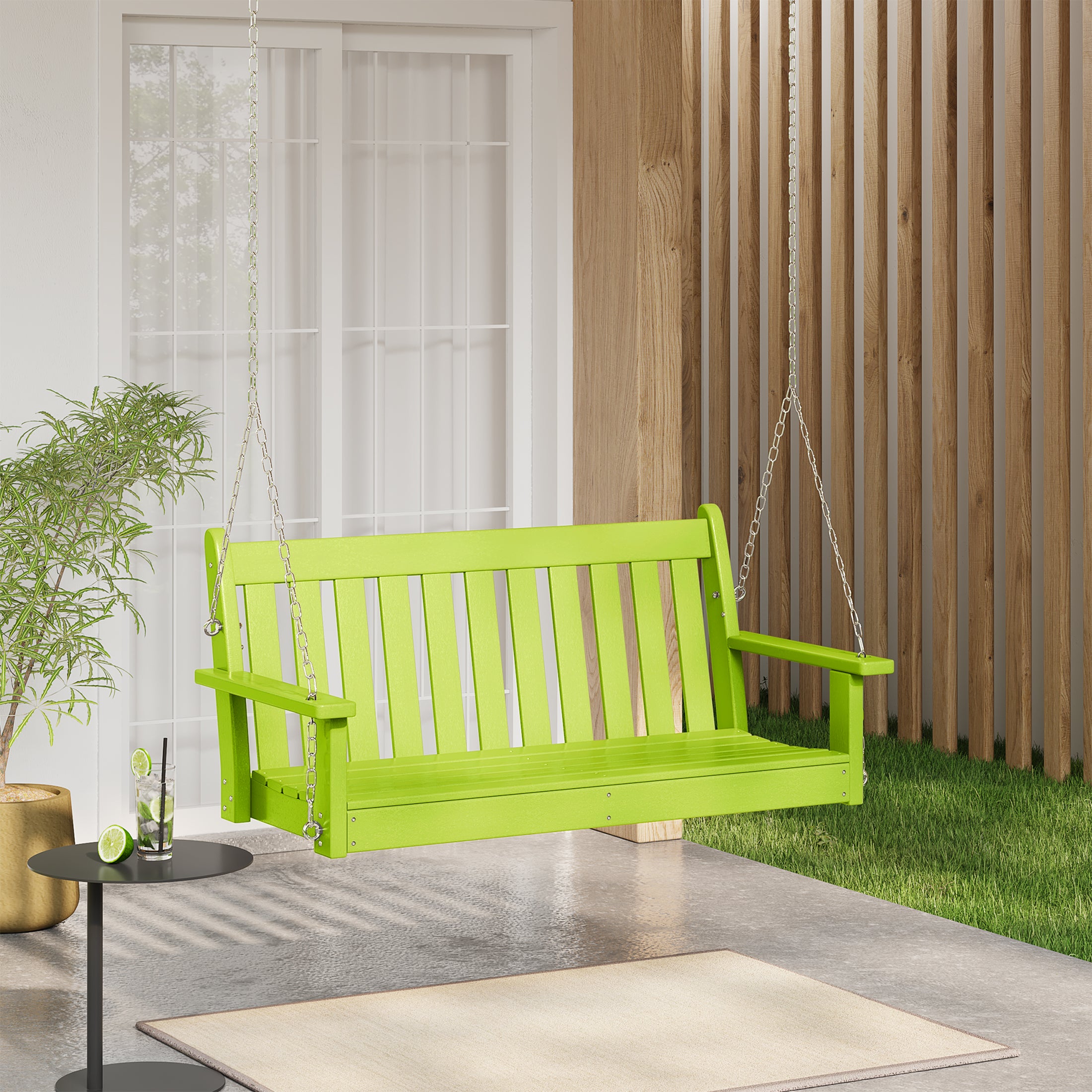 Paradise Outdoor Patio HDPE Hanging Front Porch Swing Bench