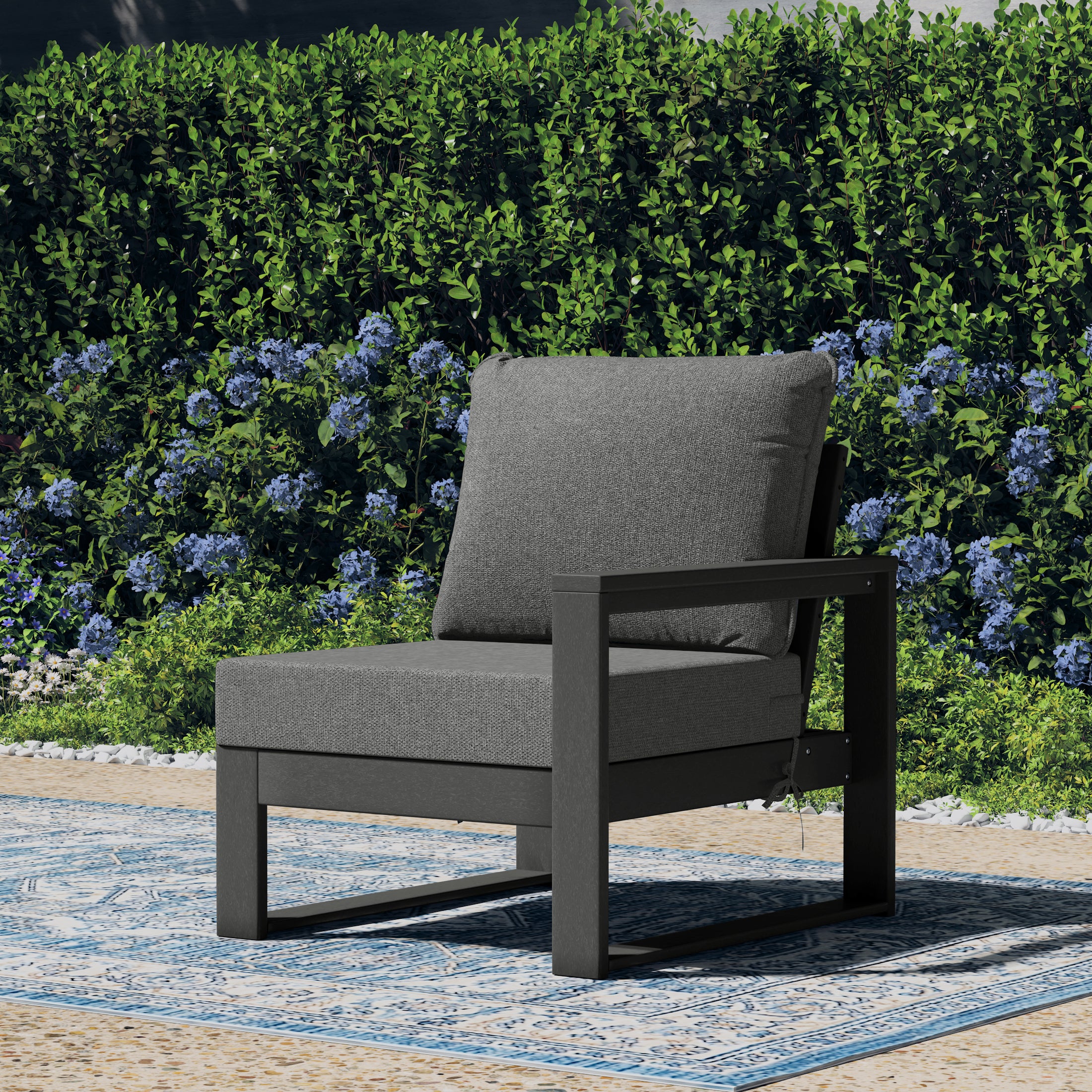 Rockaway Outdoor Patio HDPE Right Arm Facing Sectional Corner Chair with Patio Cushions