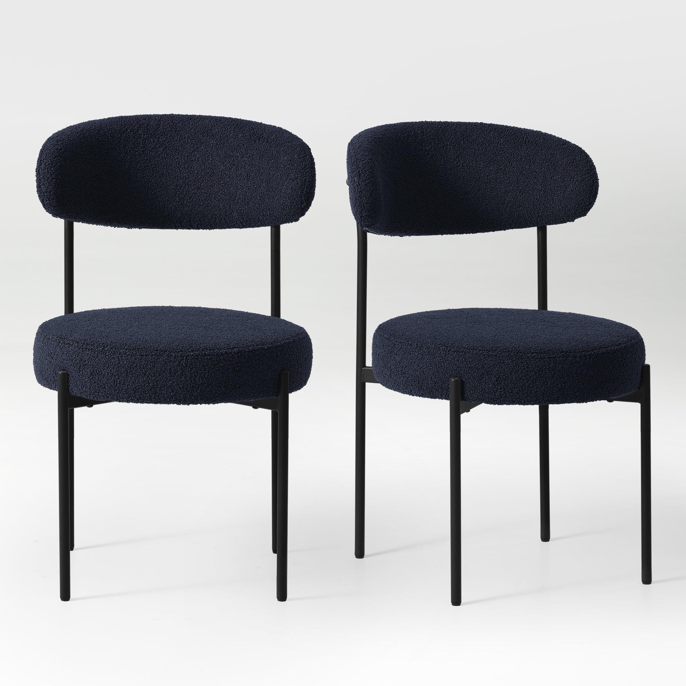 Celine Mid-Century Modern Upholstered Sherpa Round Dining Chairs (Set of 2)
