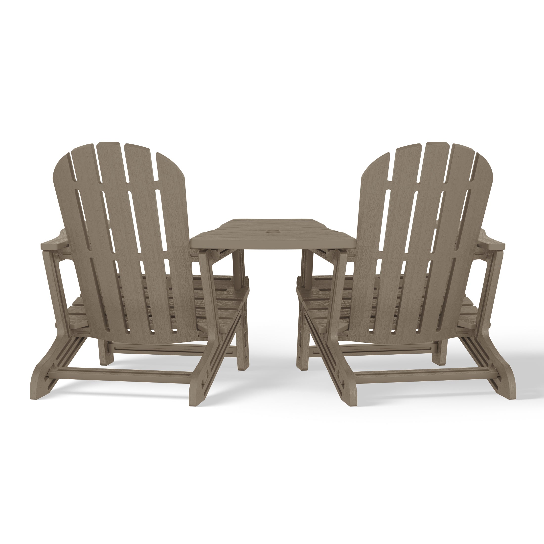 Cayman Outdoor HDPE Adirondack Chairs With Connecting Table Tray (Set of 2)