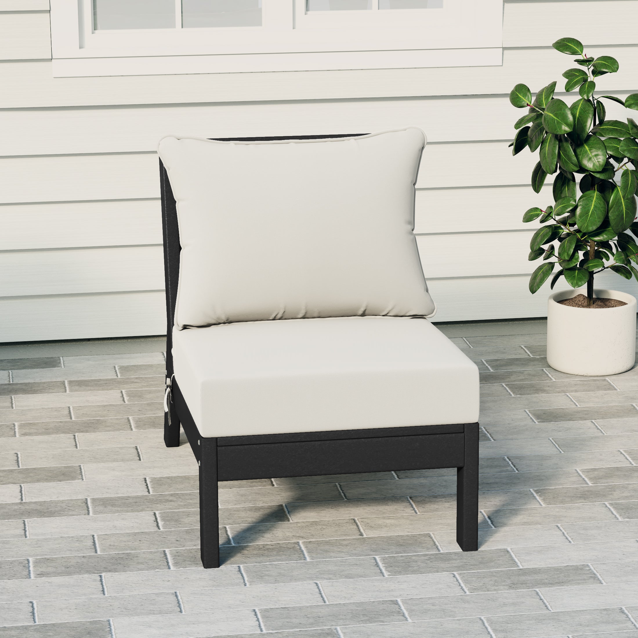 Portsmouth Outdoor HDPE Deep Seating Modular Armless Patio Chair with Patio Cushions