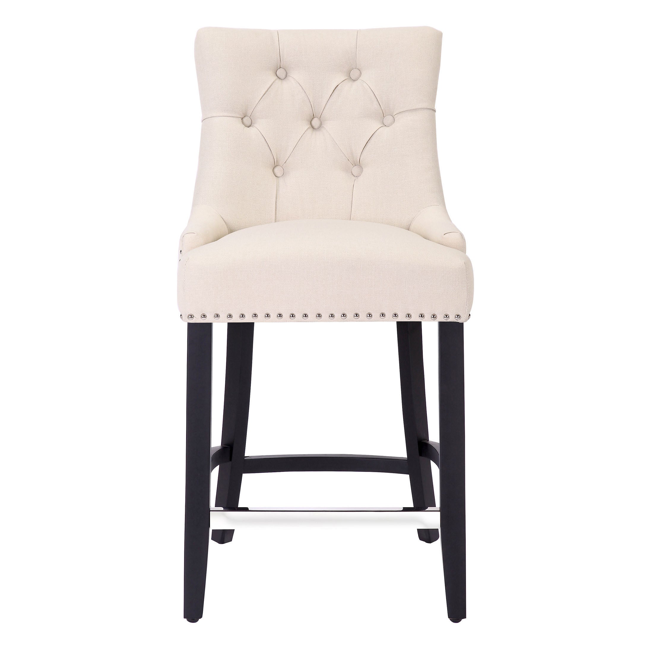 Bellmount 24" Upholstered Wood Counter Stool with Tufted Back