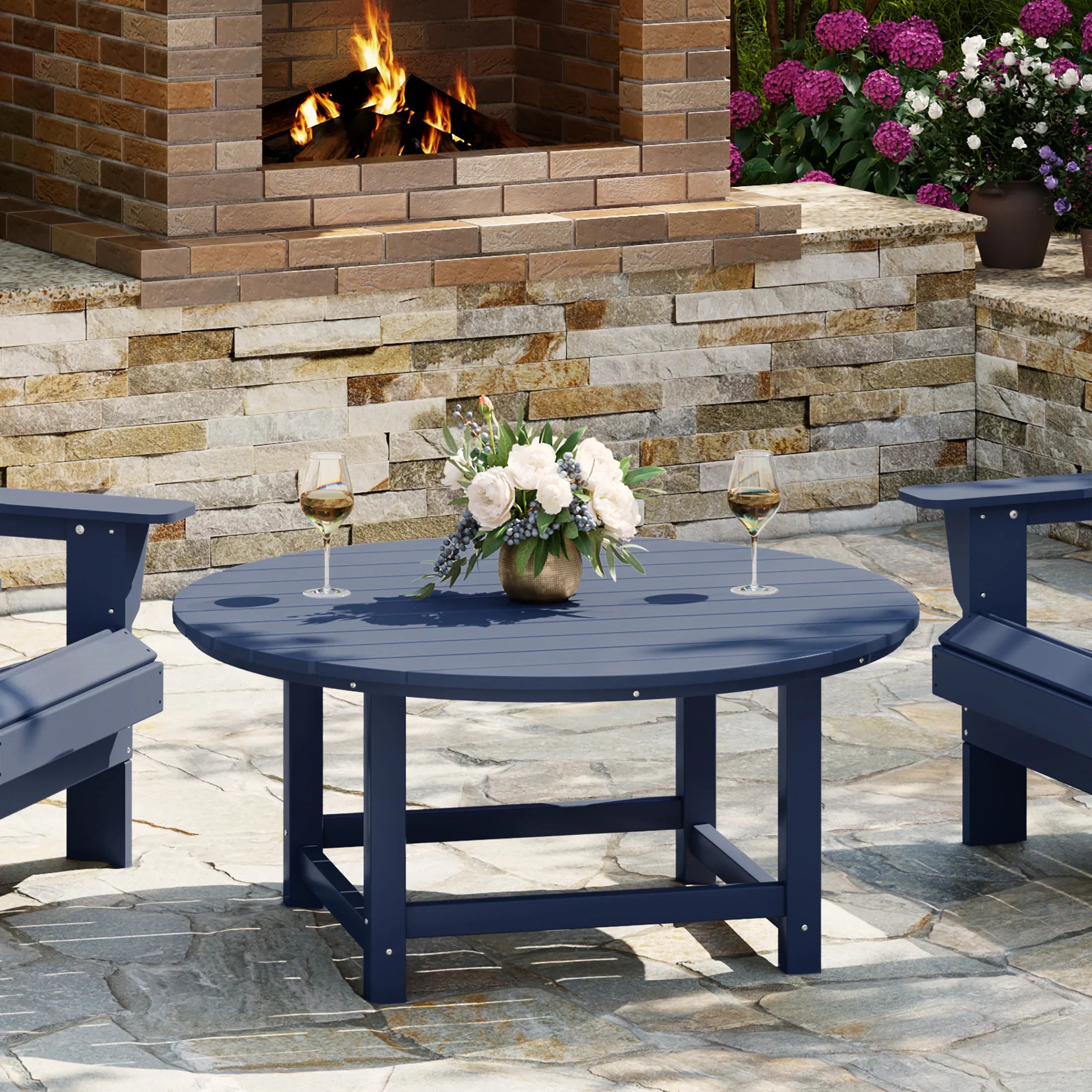 Paradise Low Outdoor HDPE Round Patio Coffee Table