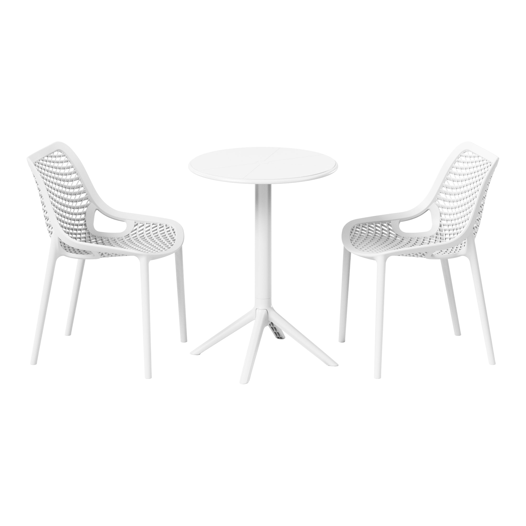 Sunshine 3-Piece Outdoor Resin Patio Bistro Set with Stackable Patio Dining Side Chairs