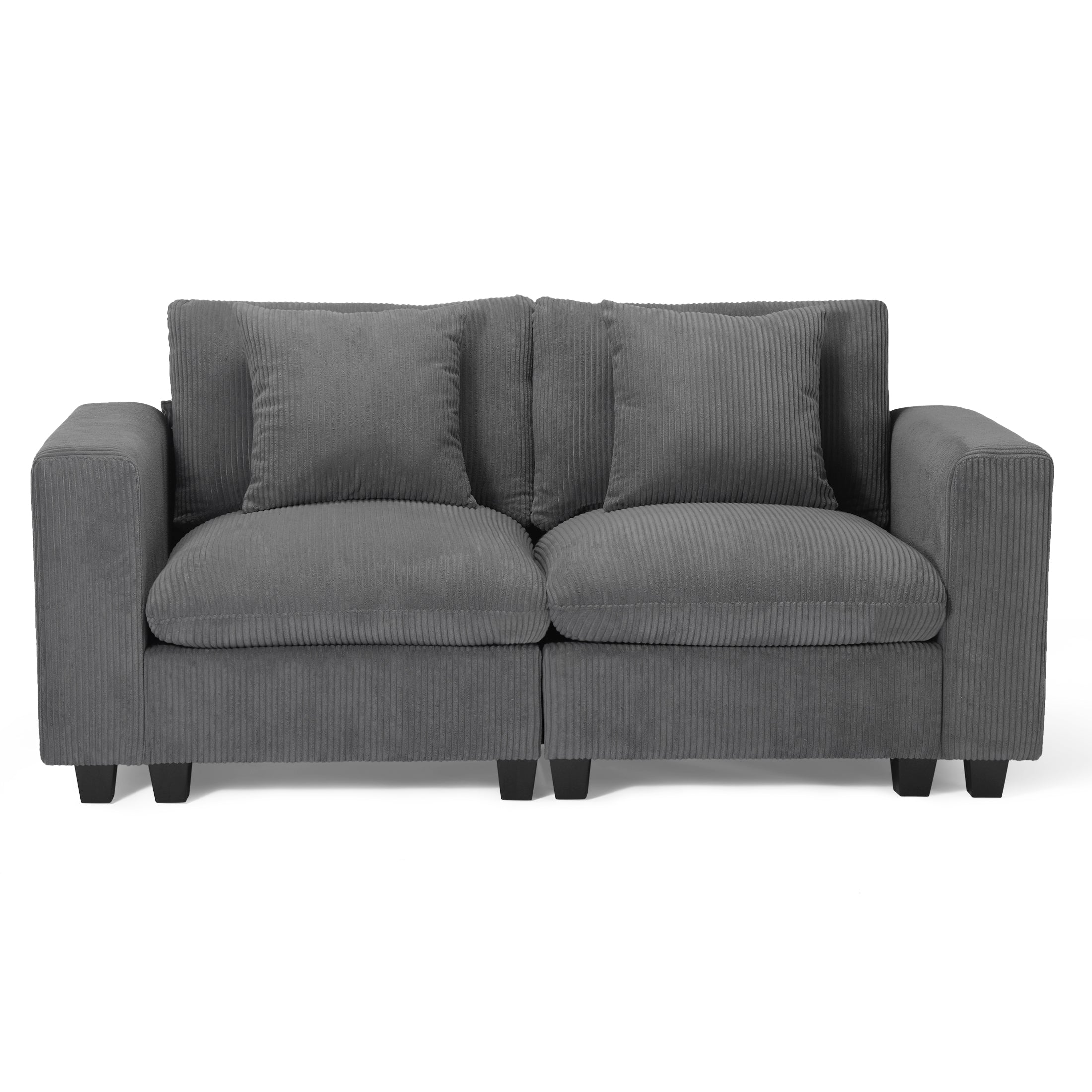 Ava 70" Modular Corduroy Loveseat Sofa With USB/Type-C Ports and Side Pockets