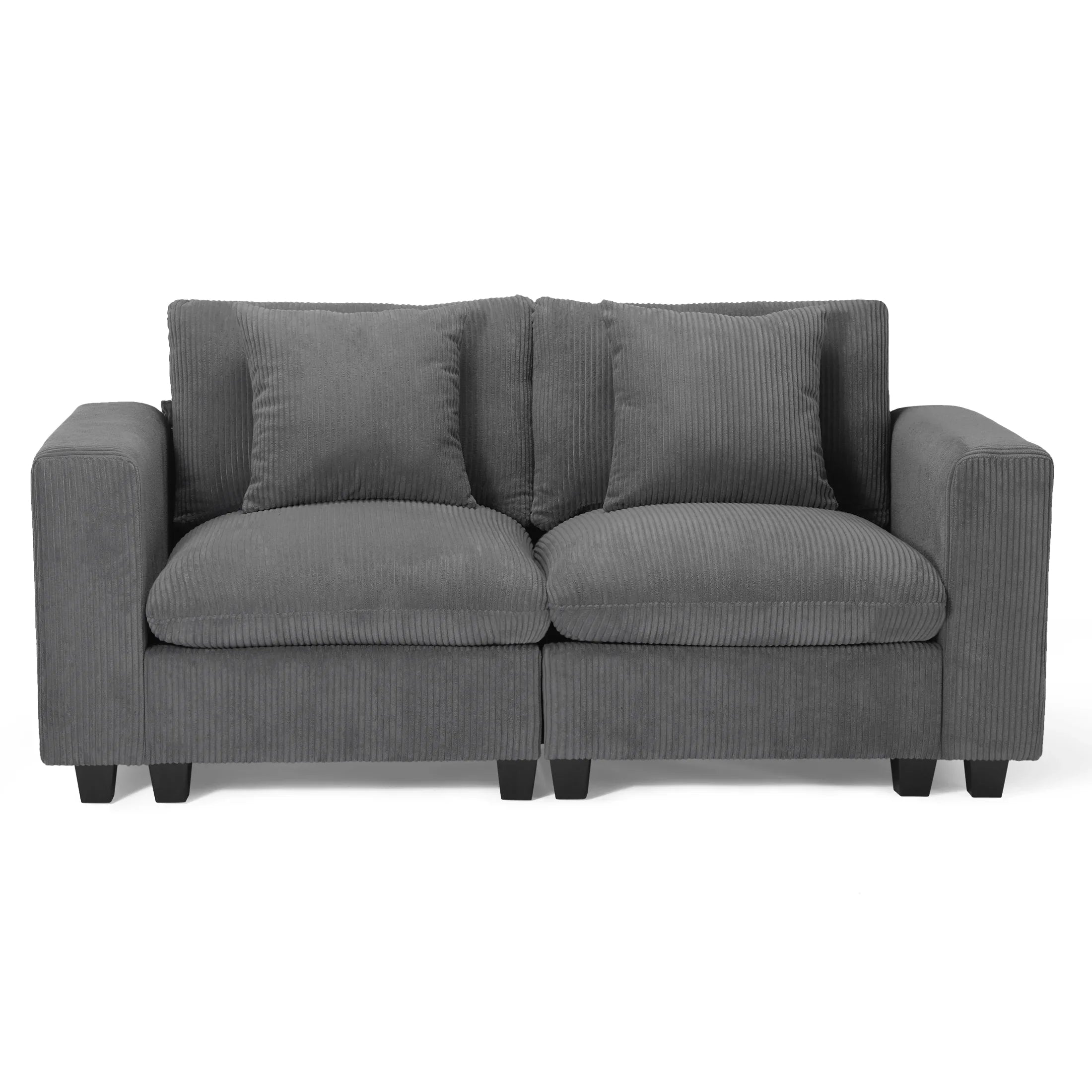 Ava 70" Modular Corduroy Loveseat Sofa With USB/Type-C Ports and Side Pockets