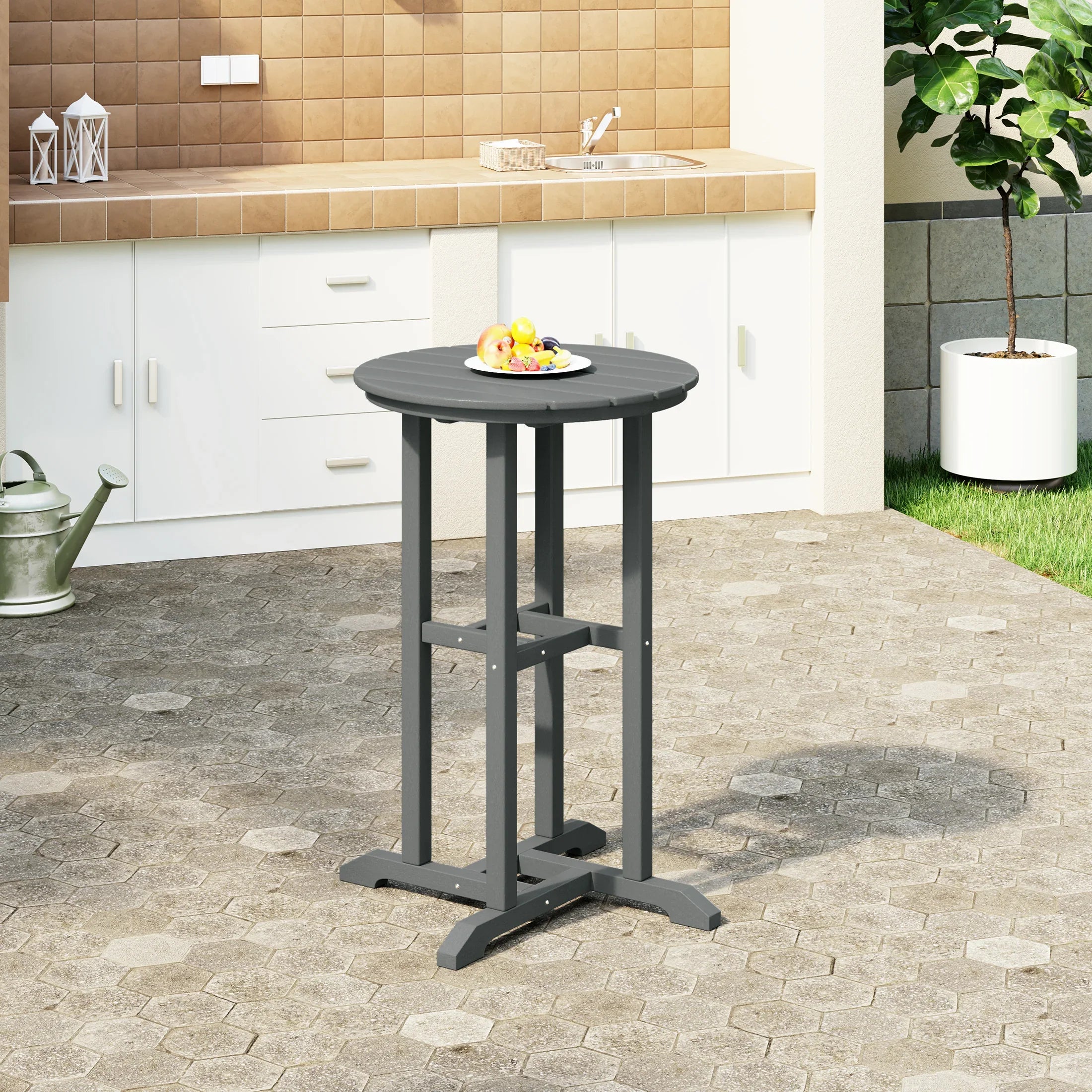 Paradise 37" Counter Height Round Outdoor Patio Bistro Bar Table
