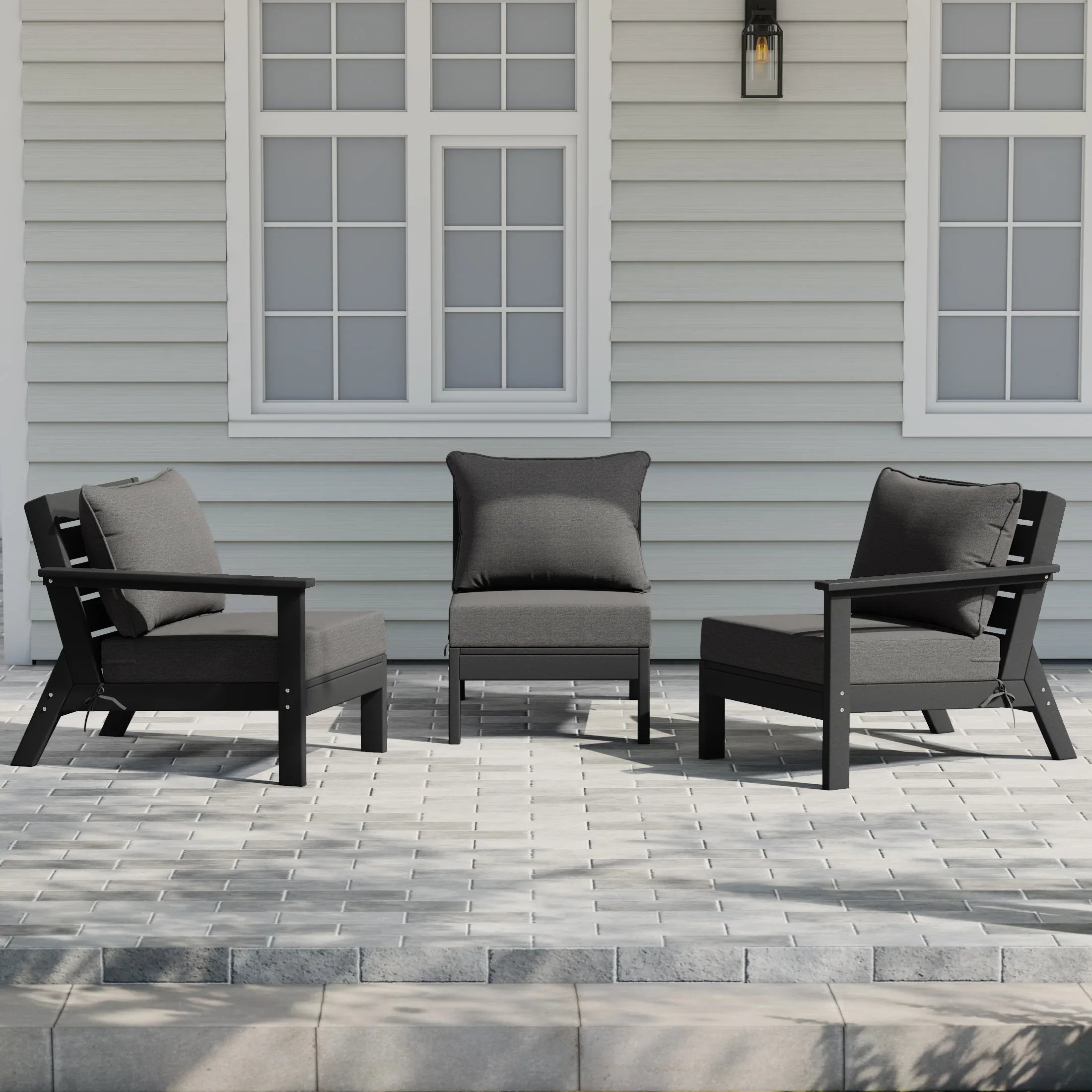 Portsmouth Outdoor Patio HDPE Sectional Sofa with Patio Cushions