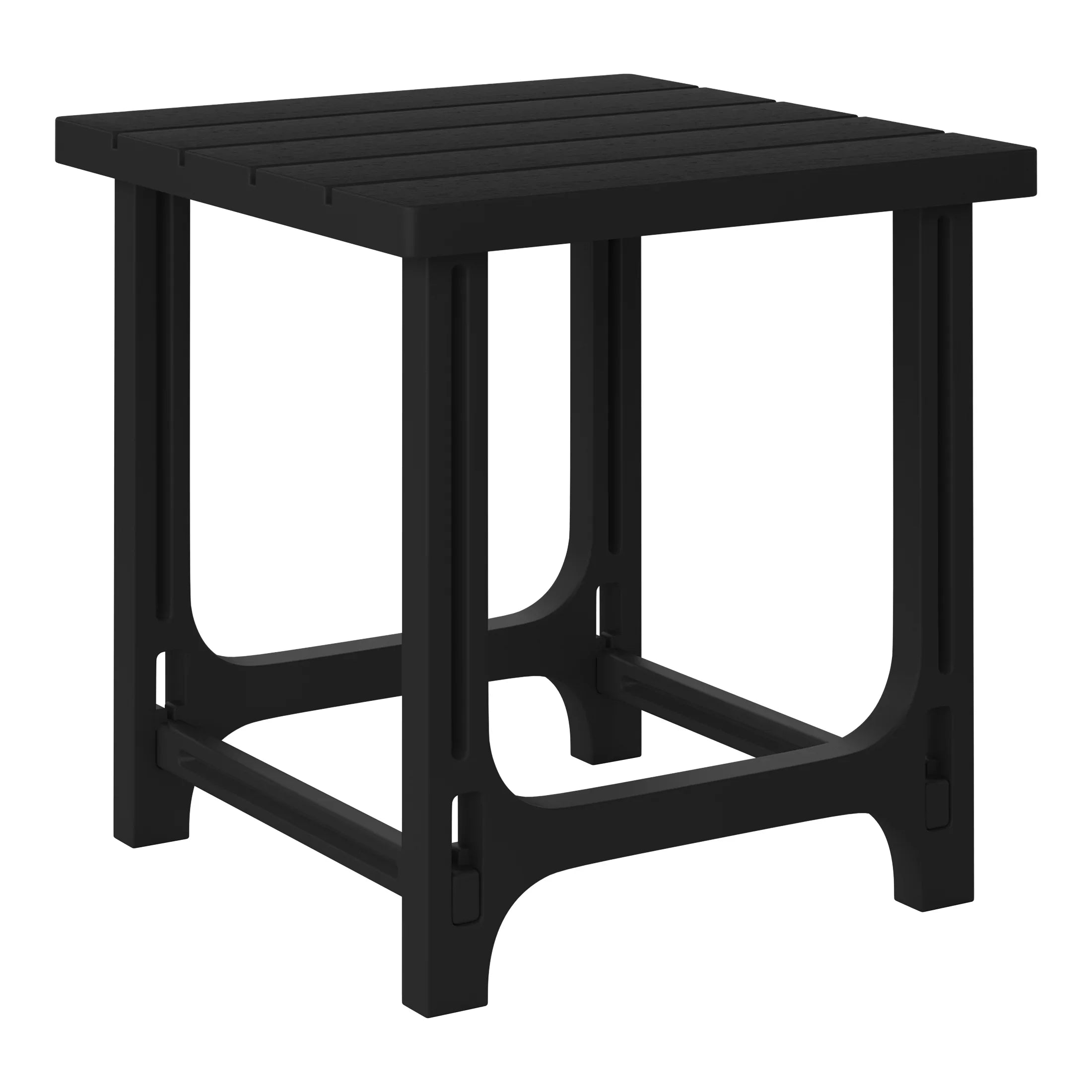 Cayman 3-Piece HDPE Plastic Adirondack Patio Chairs With 18" Square Side Table Set