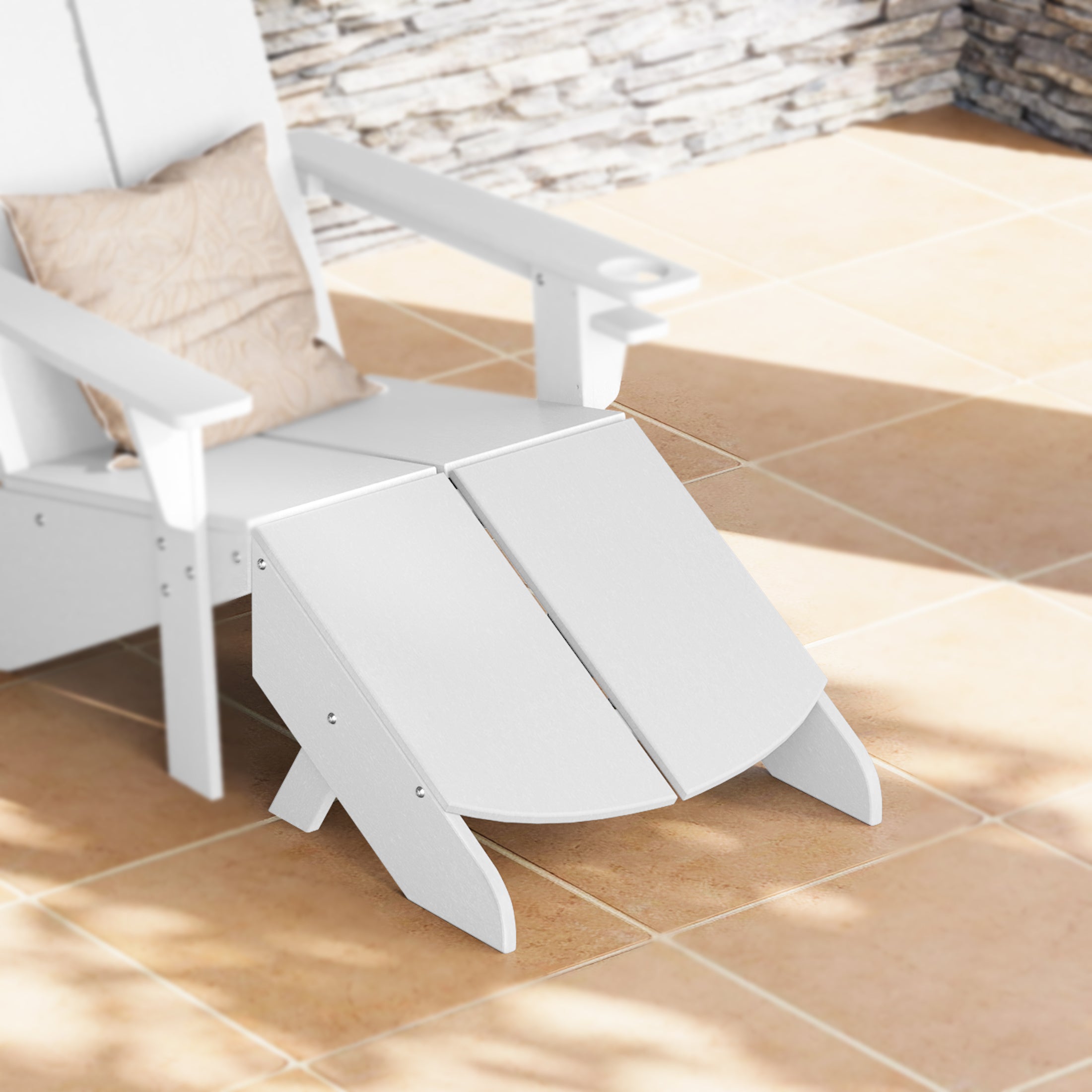 Seaview Modern HDPE Plastic Folding Patio Adirondack Ottoman