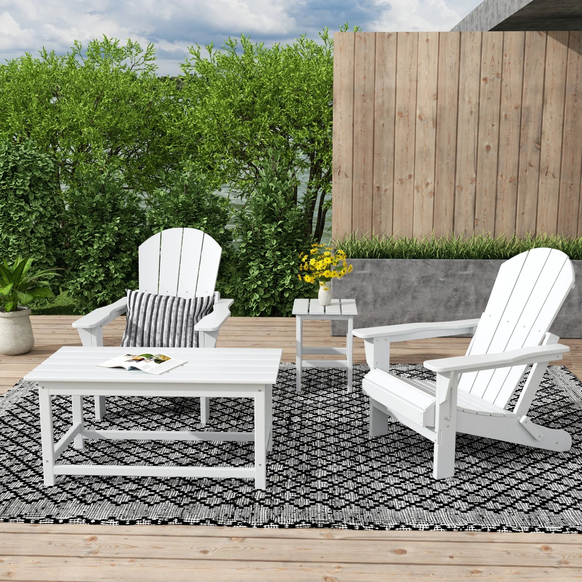 Paradise 4-Piece set Outdoor / Patio Poly Adirondack chairs with a Coffee and a side table ( 2 seater )